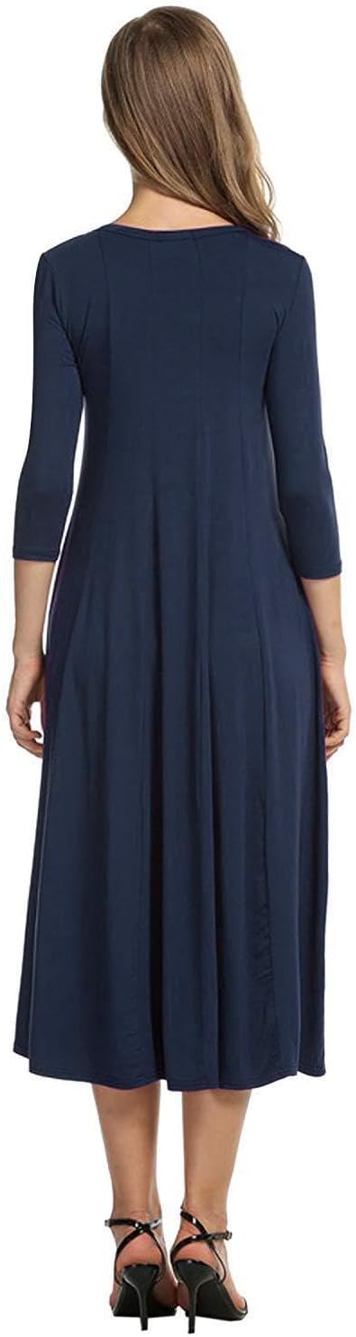 Thumbnail 1 de HOTOUCH Women's A-line Flare Midi Dress 3/4 Sleeve