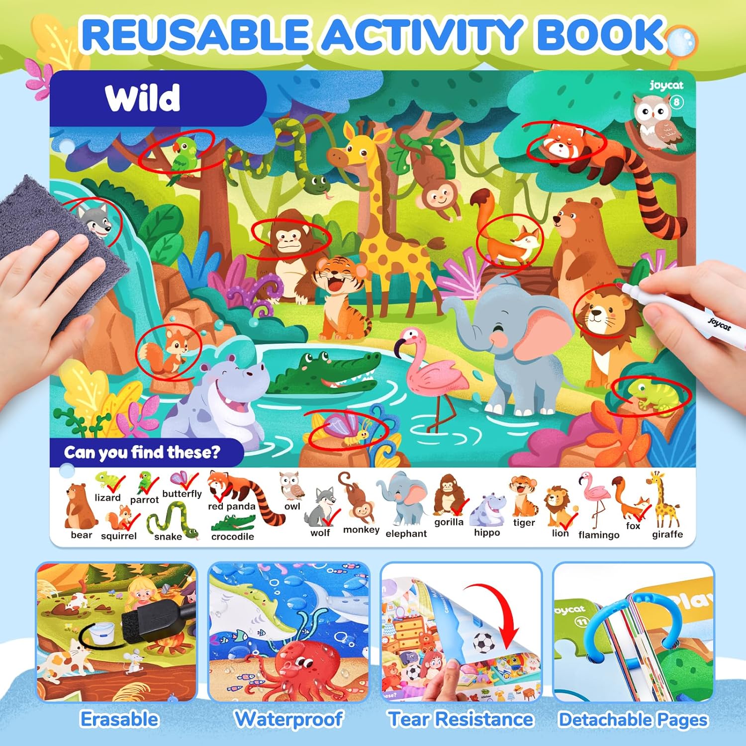 Detalle 2 de JoyCat Seek & Find Game Book 15 themes