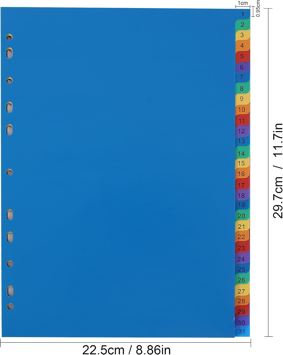 Detalle 2 de 1–31 Part File Dividers A4 (5 Pack) PVC plastic dividers for ring binders with 11 holes and content list