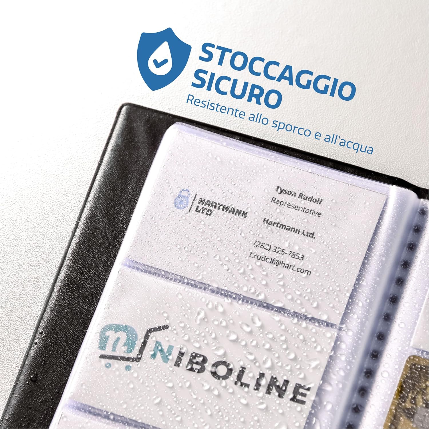 Thumbnail 5 de Praknu porta biglietti da visita con 256 fogli trasparenti, raccoglitore salvaspazio nero
