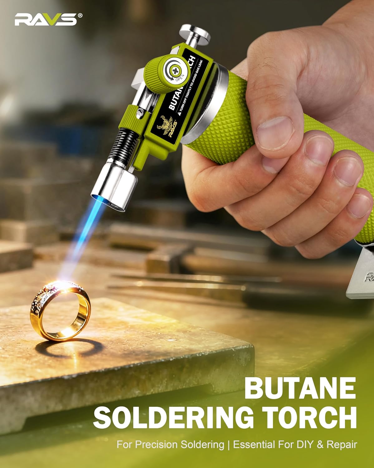 Detalle 2 de RAVS Dual Flame Butane Torch Lighter: Refillable Kitchen Torch with Adjustable Flame