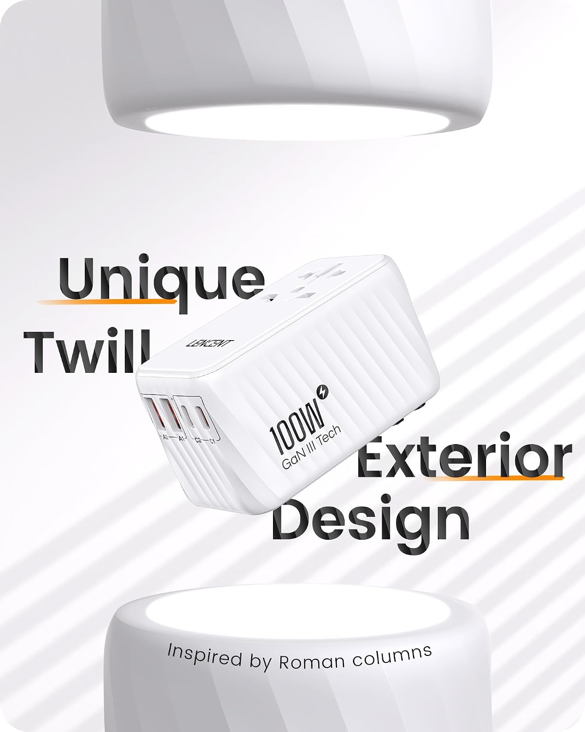 Detalle 2 de LENCENT Adaptador Enchufe Universal GAN 100W