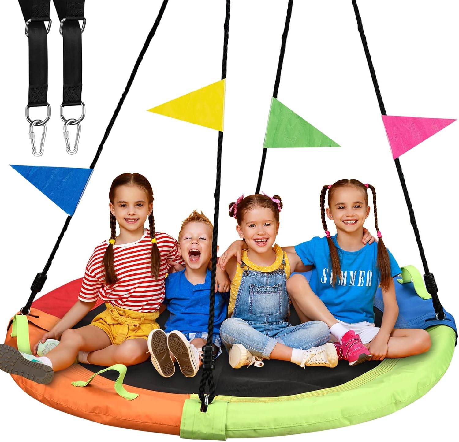 Thumbnail 6 de Tree Swing Saucer Swing 40 inch with 900lbs Capacity — Multicolor Backyard Swing