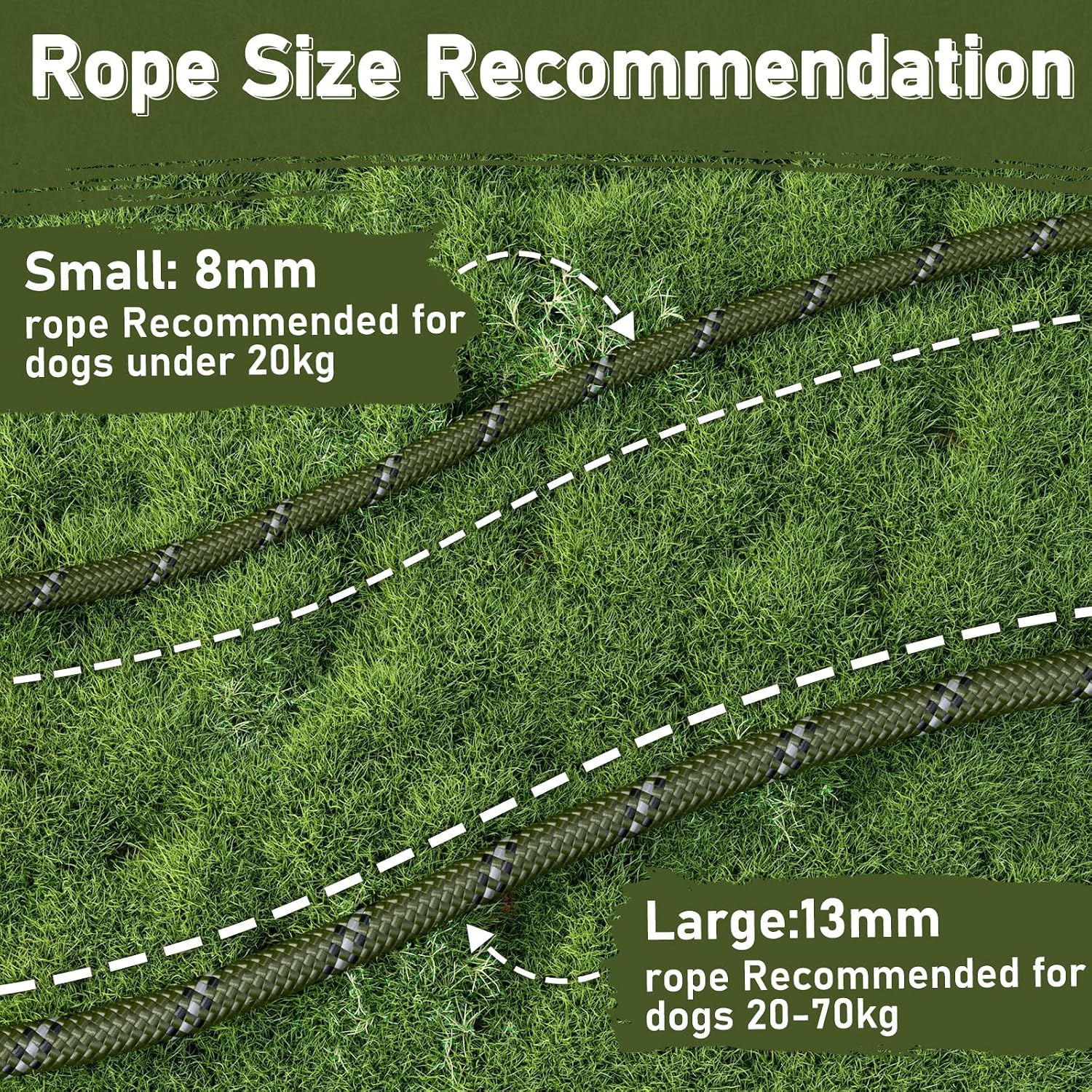 Thumbnail 6 de Kdsvakd slip lead for dogs (anti-pull) with 360° padded handle and reflective adjustable slip collar, army green 13mm x 1.5m