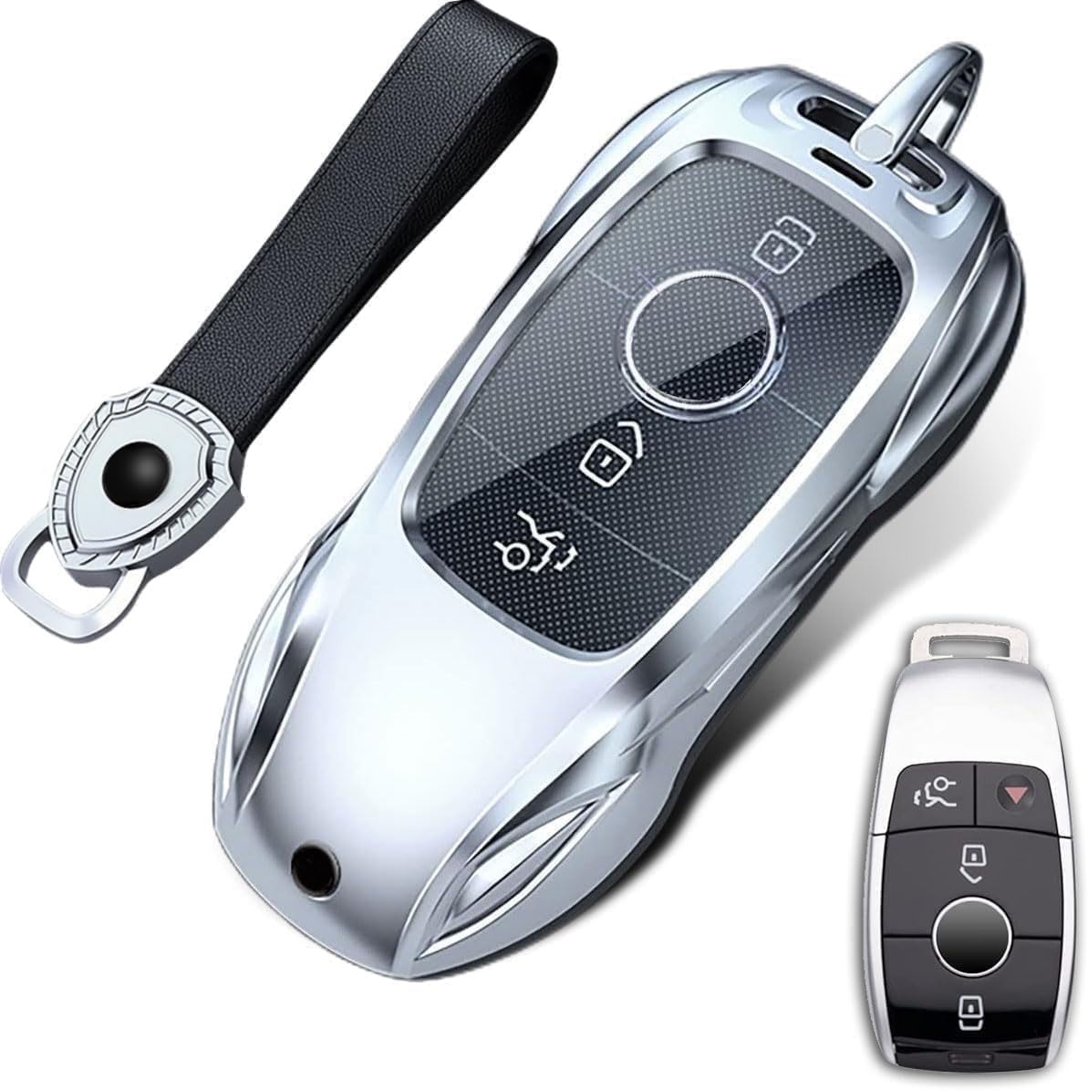 Thumbnail 5 de HANSTRONG GEAR Key Fob Case Cover: 360° Metal Protection for Mercedes-Benz Keys (Dark Grey)