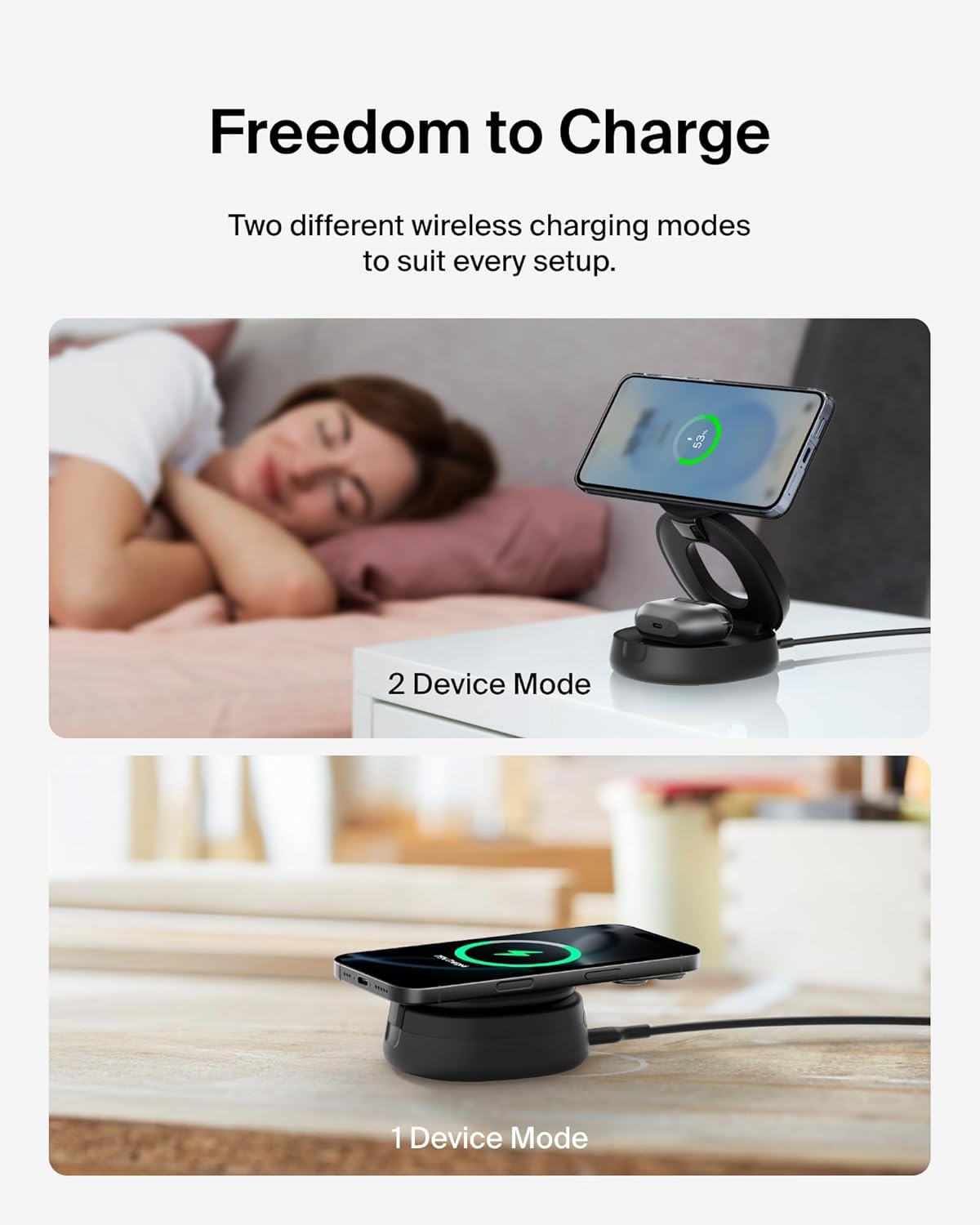 Thumbnail 4 de Belkin MagSafe Charger 2-in-1 Qi2 Wireless Station with 15W Fast Charge