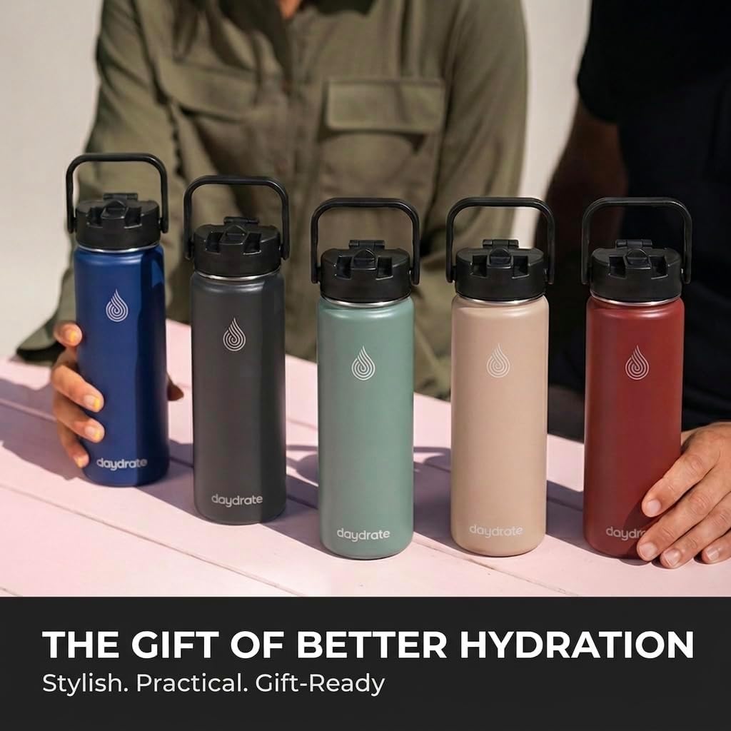 Thumbnail 6 de Daydrate Insulated 750ml Metal Water Bottle with Straw & Spout (Green)