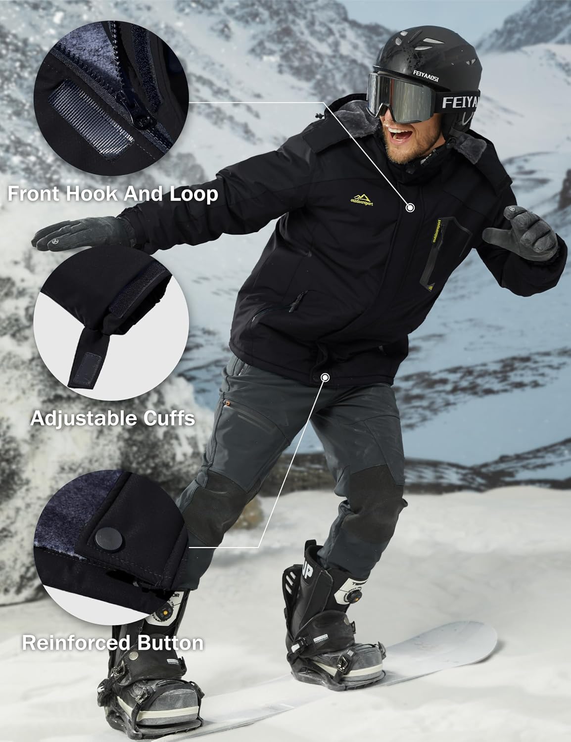 Thumbnail 5 de MAGCOMSEN Men's Winter Coats Water Resistant Ski Jacket