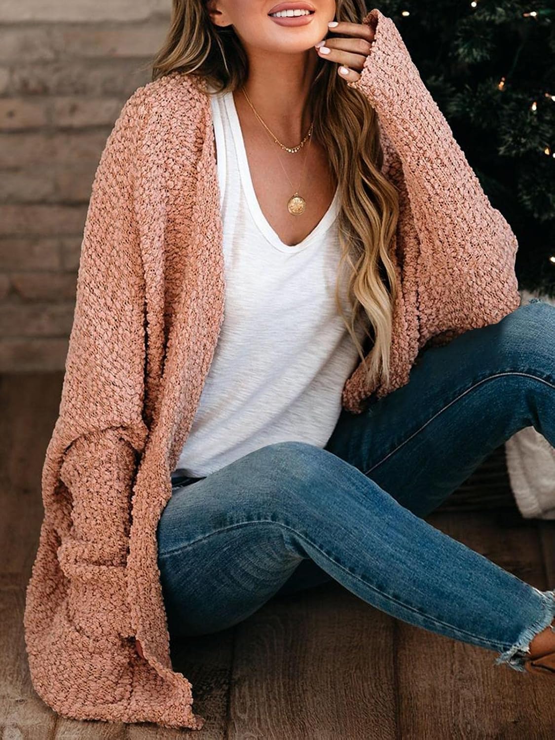Thumbnail 1 de Saodimallsu Women's Chunky Popcorn Cardigan Oversized
