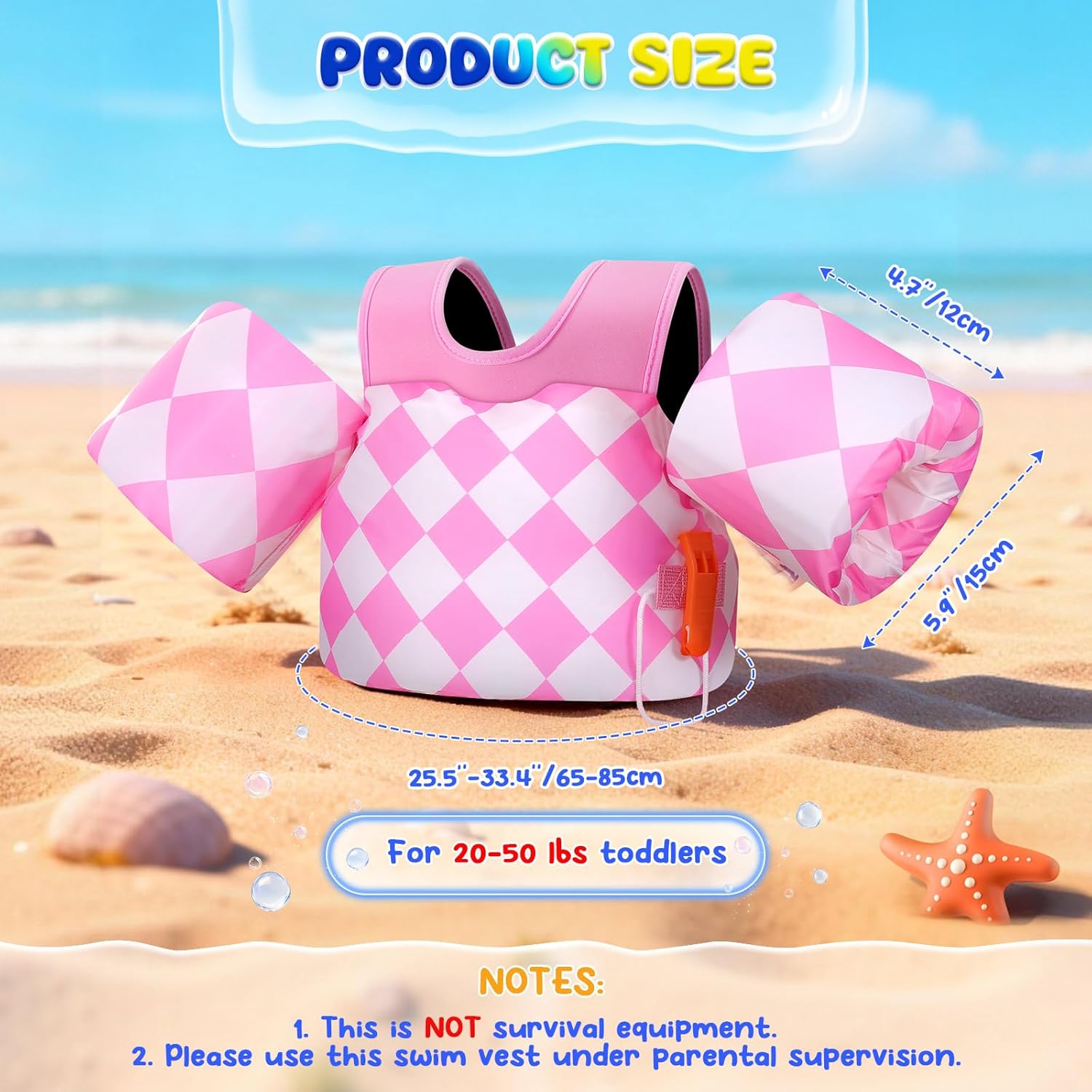 Thumbnail 3 de MoKo Toddler Swim Vest for Kids: Safe, Easy-Wear Water Wings with Cartoon Design