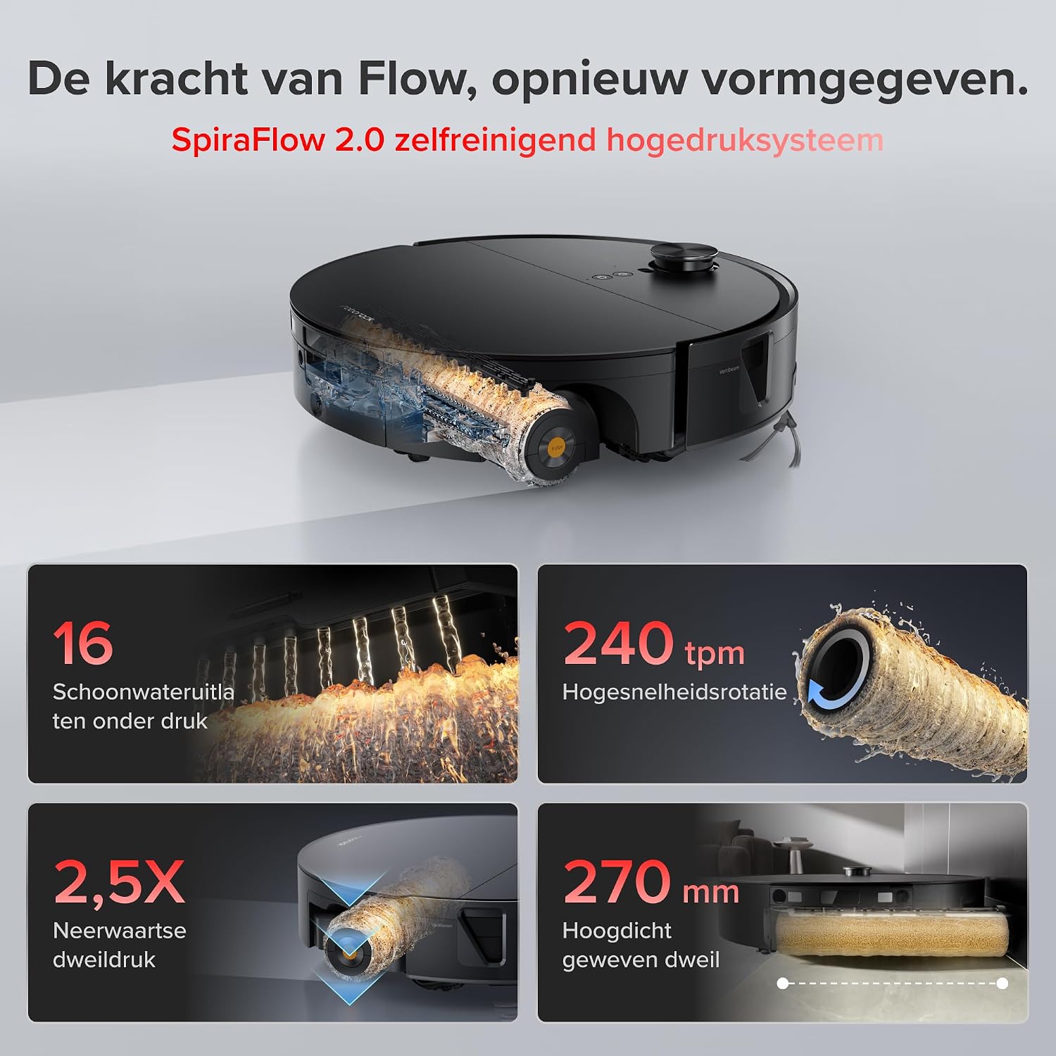 Detalle 2 de roborock Saros 20 Flow Complete robotstofzuiger met dweilfunctie, 36.000 Pa
