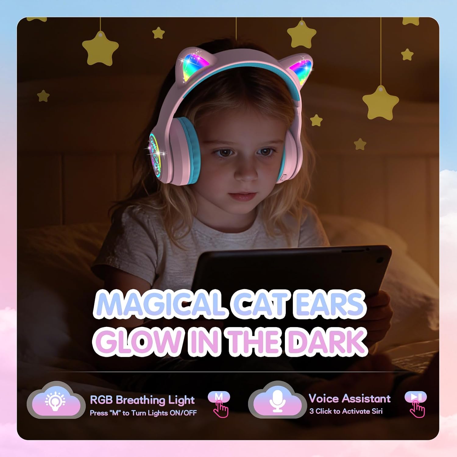 Thumbnail 5 de IFECCO Kids Wireless Headphones with Microphone and LED Cat Ears