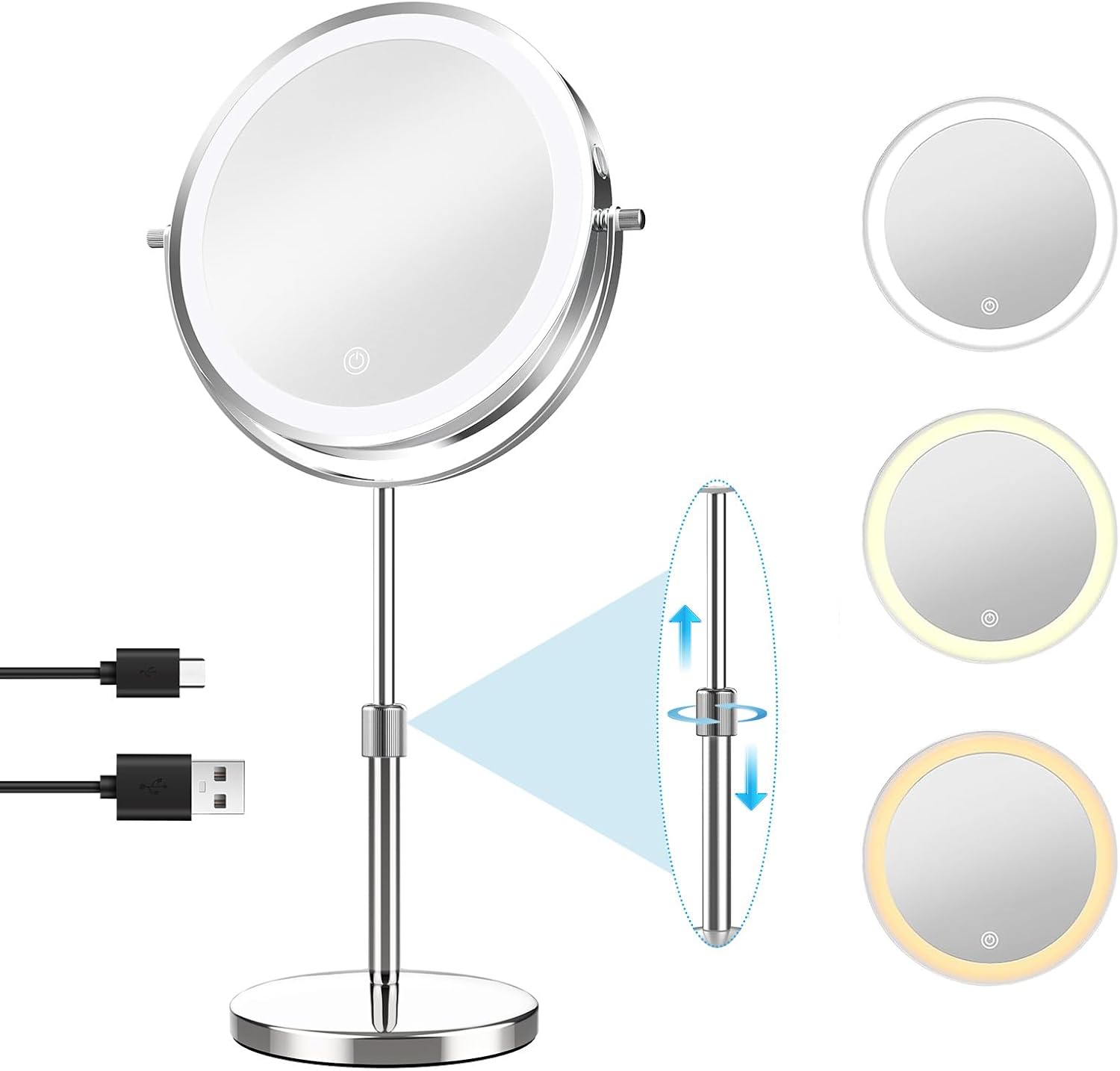 Detalle de TopDirect Specchio trucco con luci 8 pollici regolabile e ingranditore 1X/10X