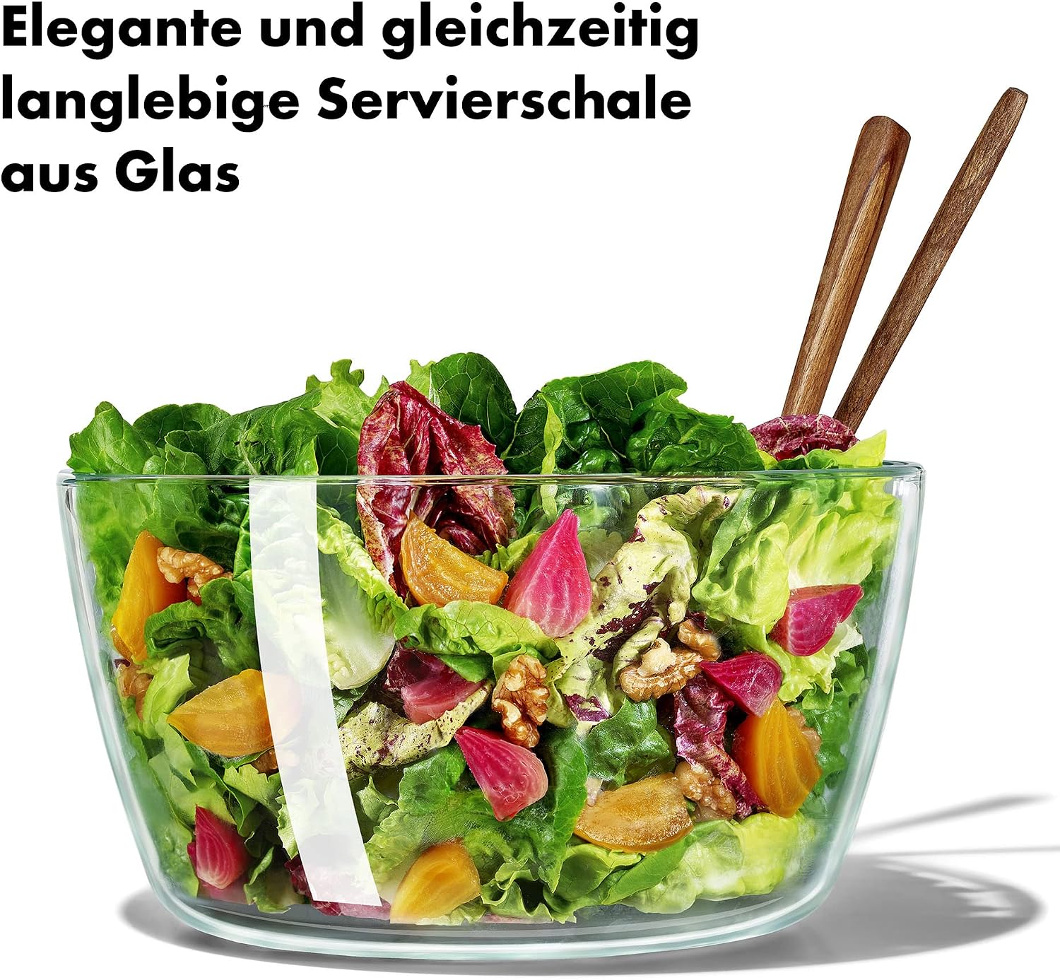 Detalle de OXO Good Grips Salatschleuder aus Glas mit Einhand-Pumpe und integrierter Bremse