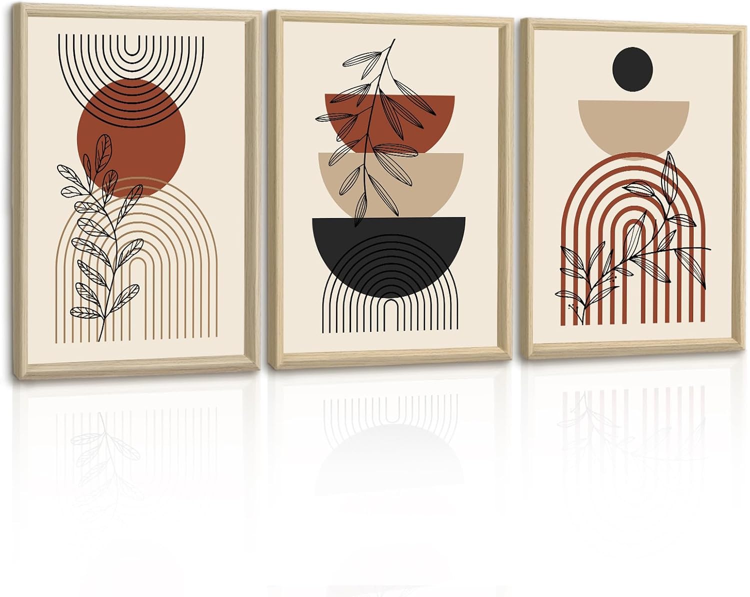 Thumbnail 6 de FajerminArt Boho Grün Blatt Leinwandbilder 3er Set