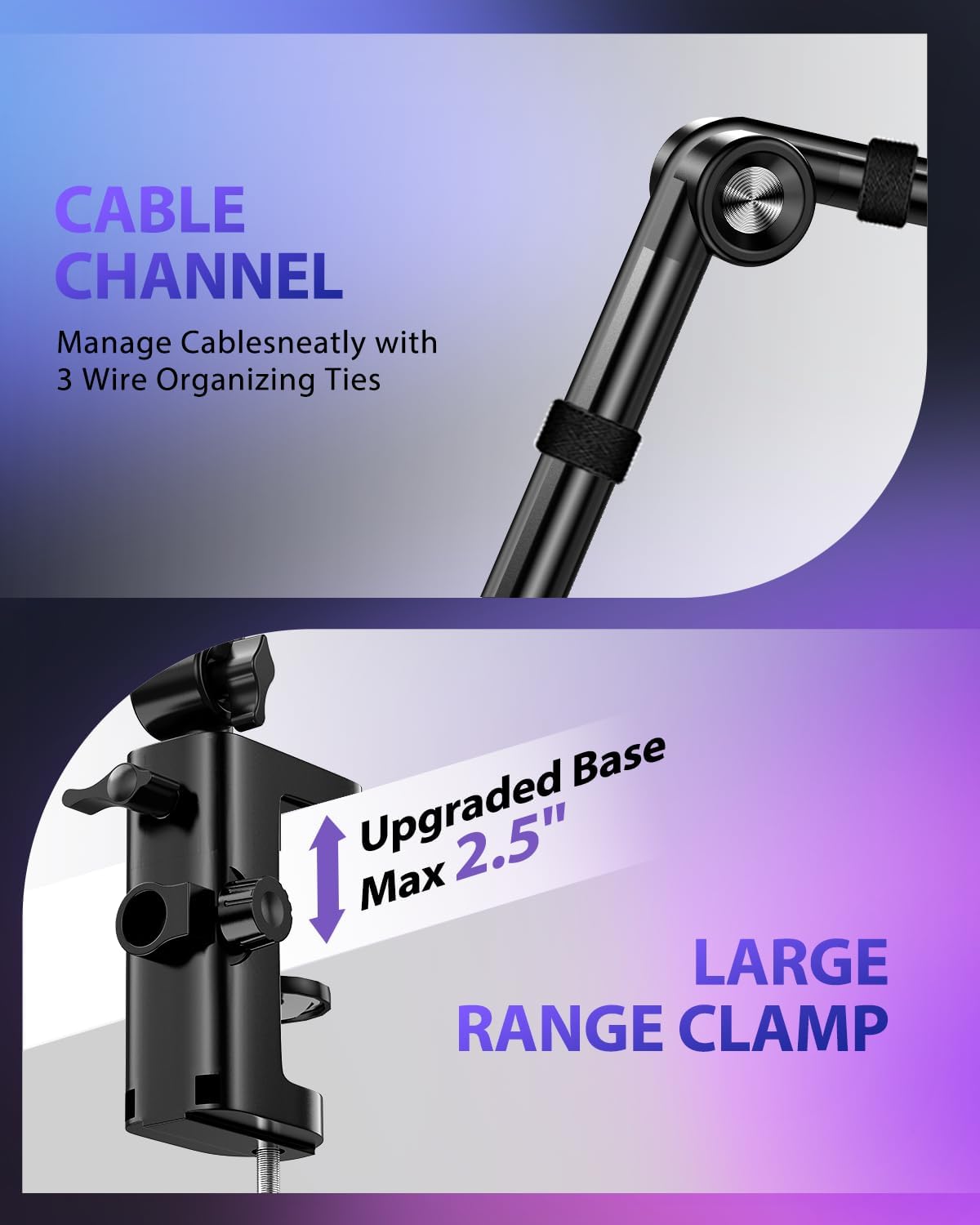 Detalle 2 de UBeesize UB-MKFXJBK Microphone Boom Arm, 360° Desk Mount, Aluminum Alloy
