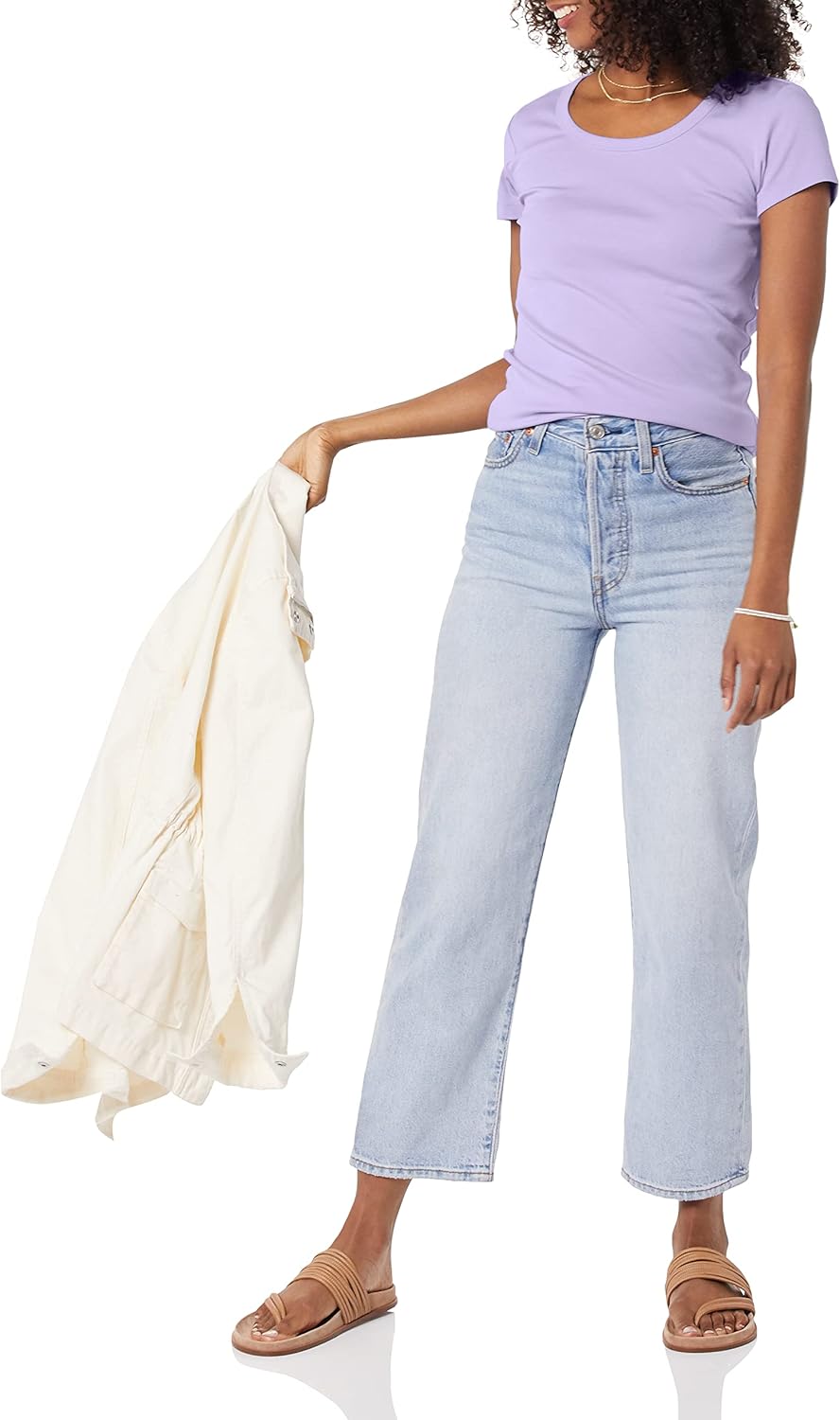 Thumbnail 3 de Amazon Essentials Damen Basic T-Shirt mit U-Ausschnitt und Flügelärmeln (Modal-Baumwolle, schmaler Schnitt)