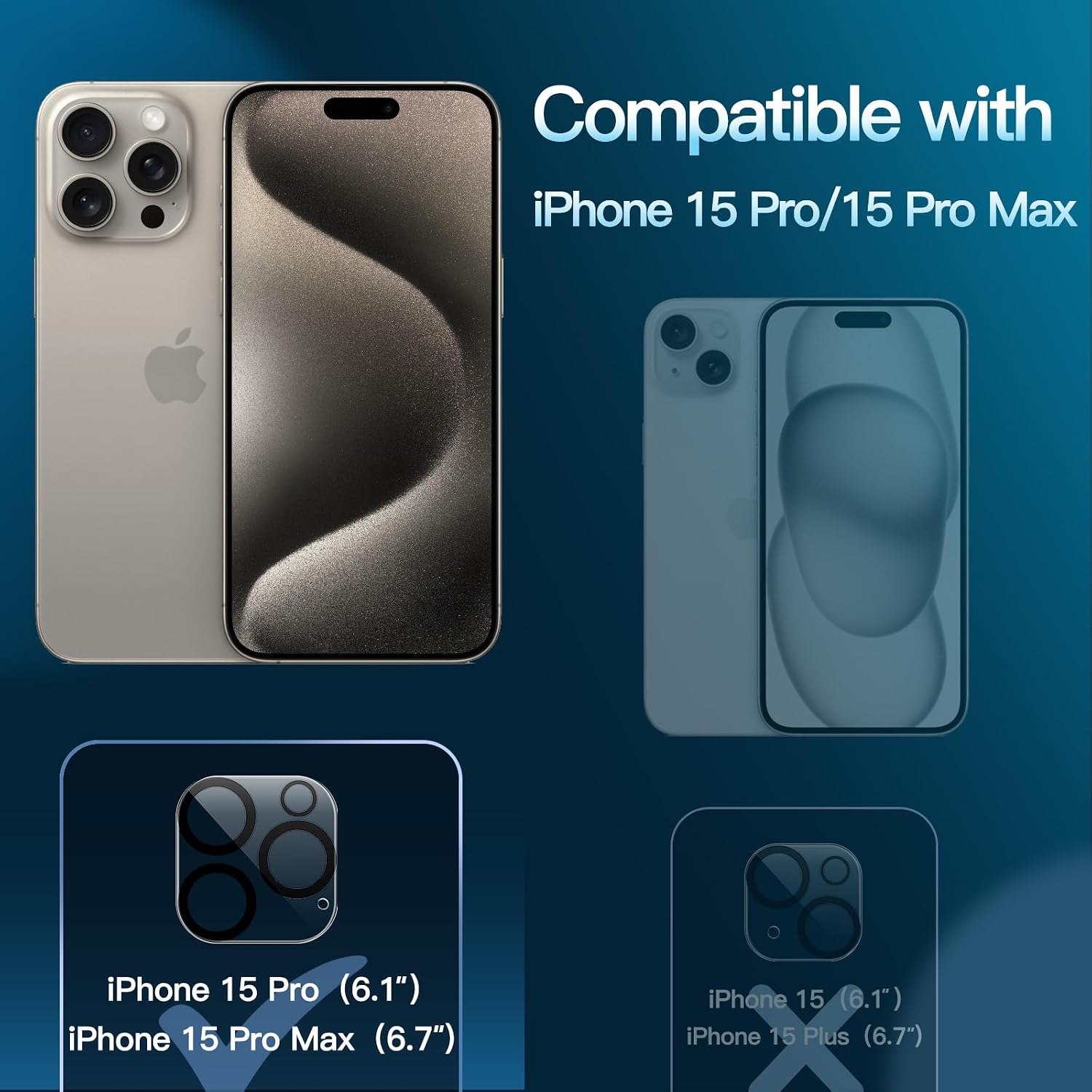 Detalle 2 de JETech Kameraschutz iPhone 15 Pro 6,1 Zoll