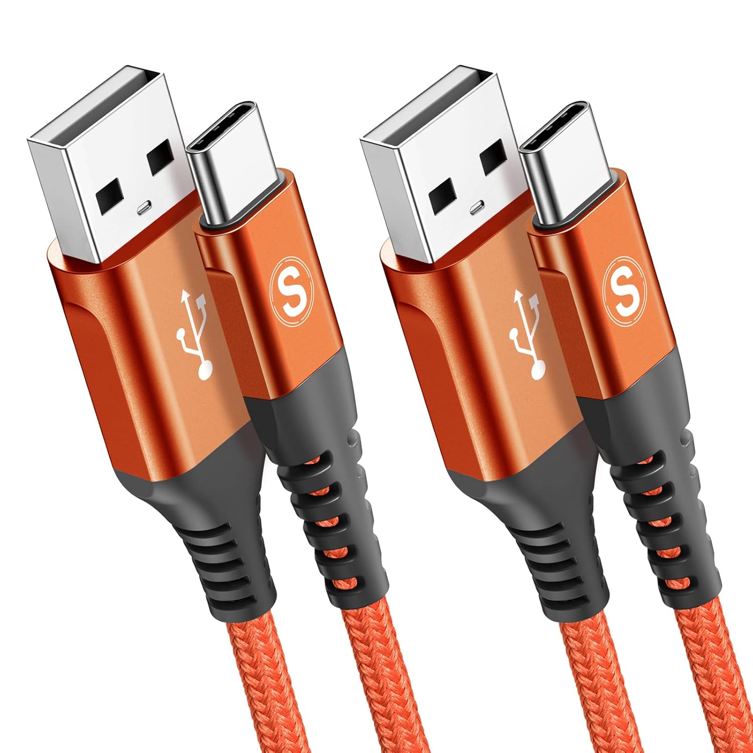 Detalle de 2Pack 2m USB-C Charger Cables by MAXGROUP — Fast Charging, Durable 2m Nylon Braided Cables
