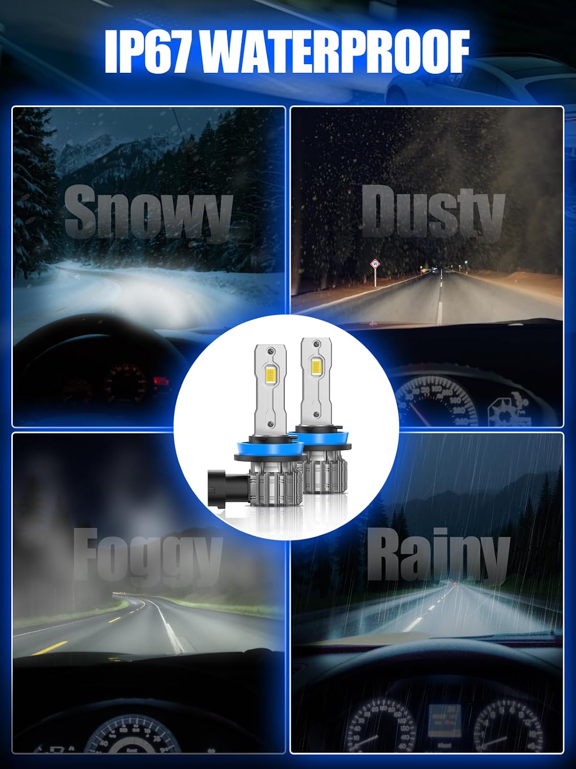 Thumbnail 4 de FTEVAR H11/H8/H9 LED Bulb 30000LM Pack of 2
