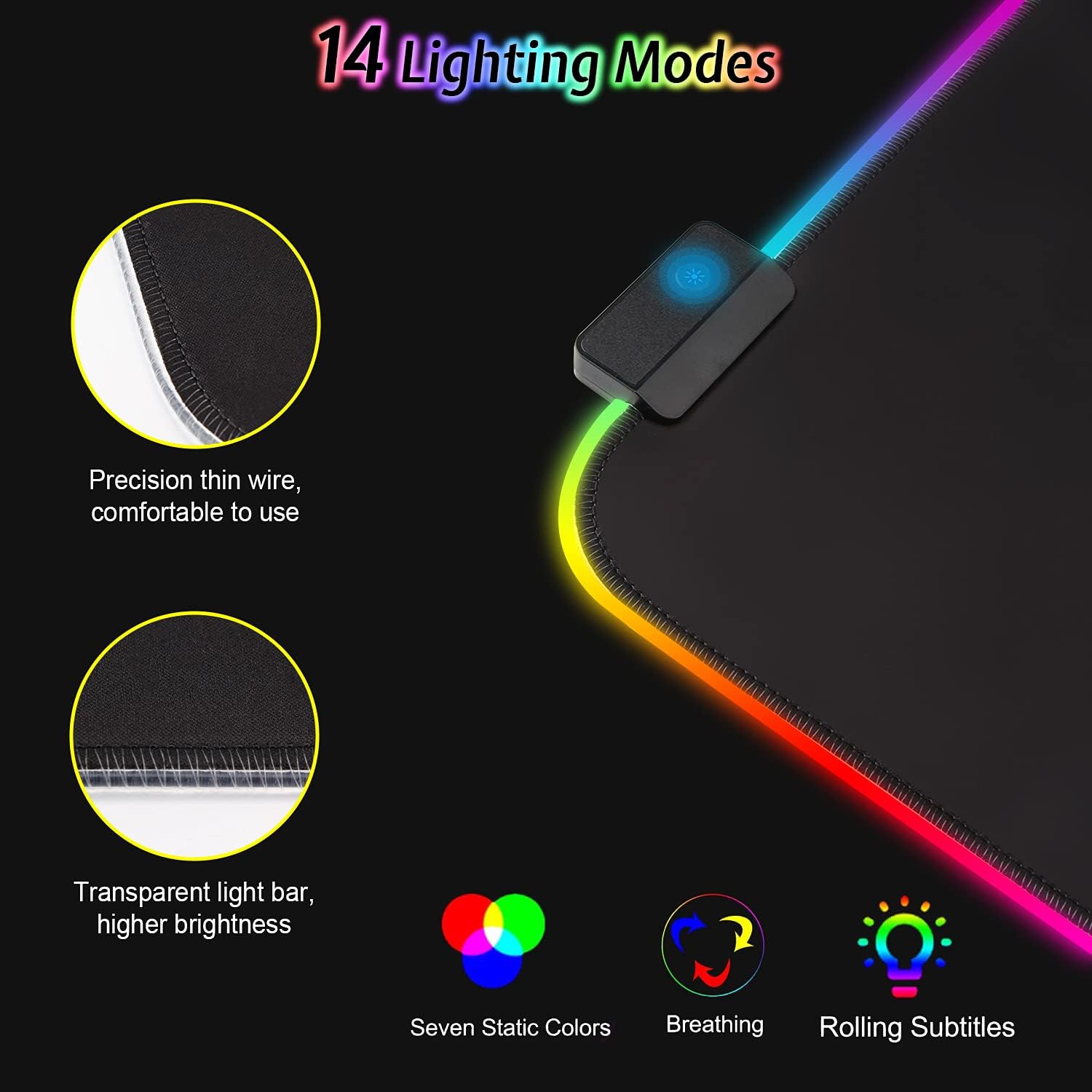 Detalle de Gaming Mauspad RGB 800×300 mm