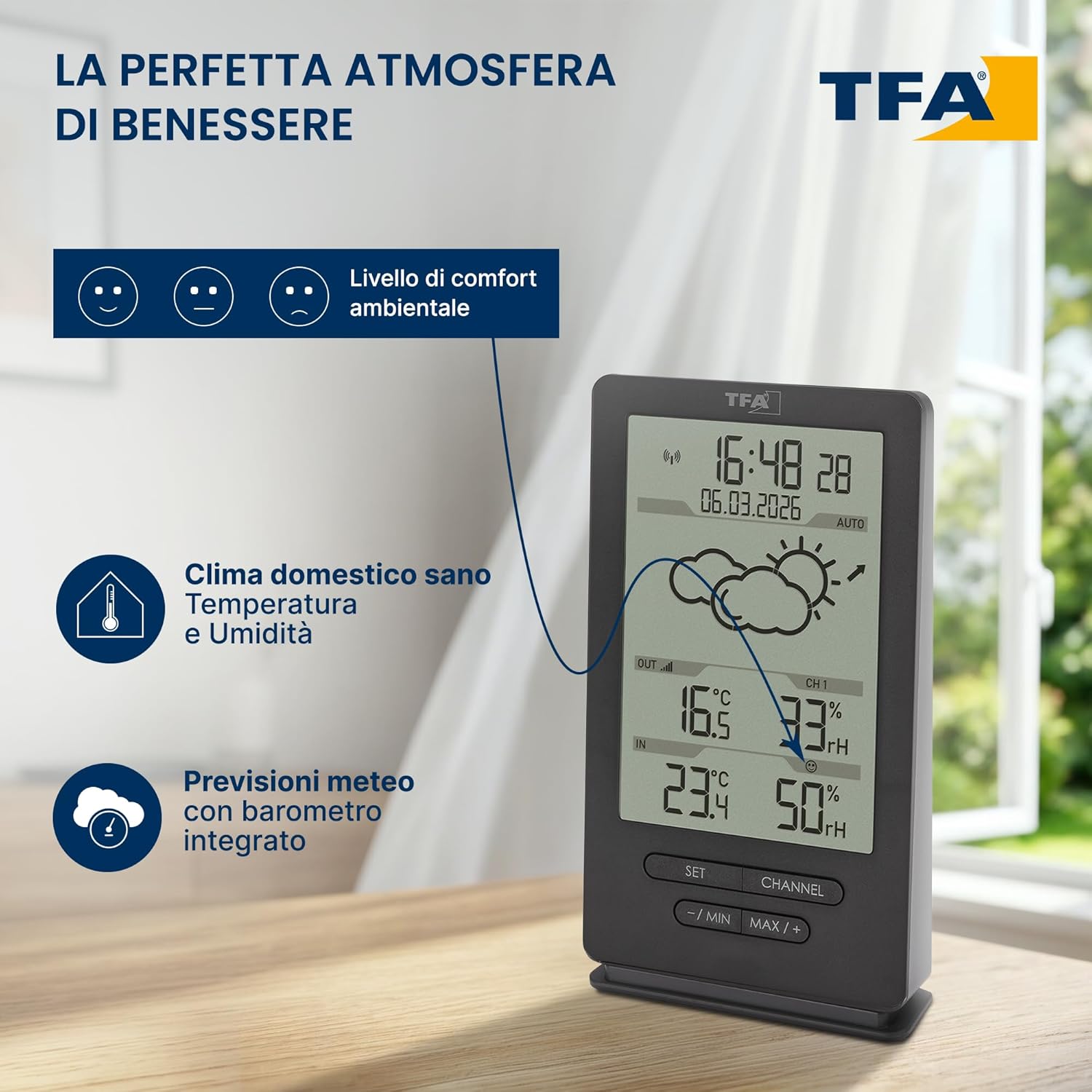 Thumbnail 1 de TFA Dostmann stazione meteo 35.1162.10 grigio