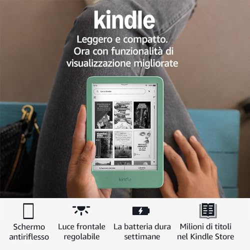 Thumbnail 6 de Amazon Kindle (Ultimo modello) – Il Kindle più leggero, con schermo antiriflesso da 6'' e illuminazione frontale regolabile – Verde Matcha