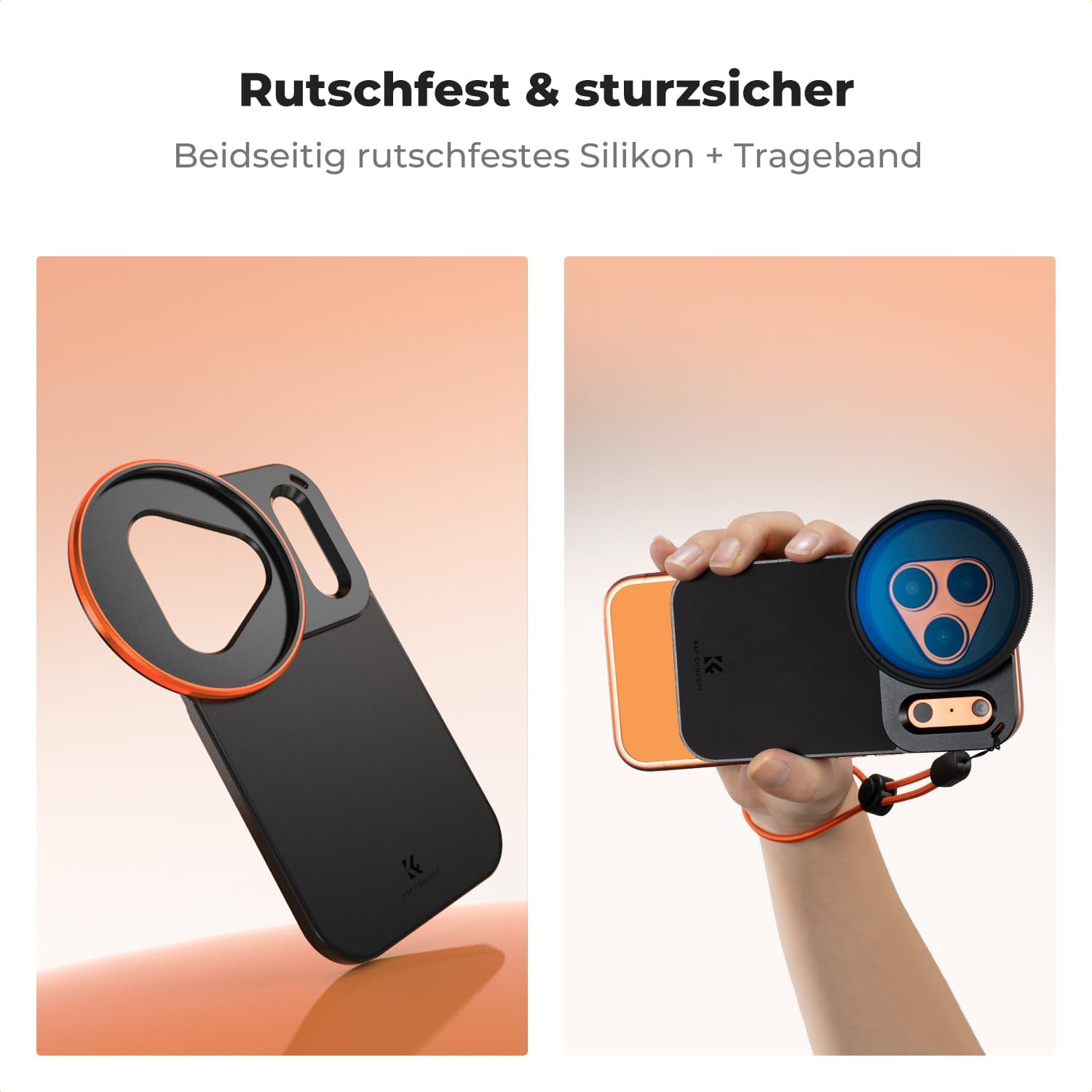 Detalle 2 de K&F CONCEPT Doppelseitiger magnetischer Filterclip für iPhone 17 Pro – kompatibel mit 58-mm Gewinde Filtern