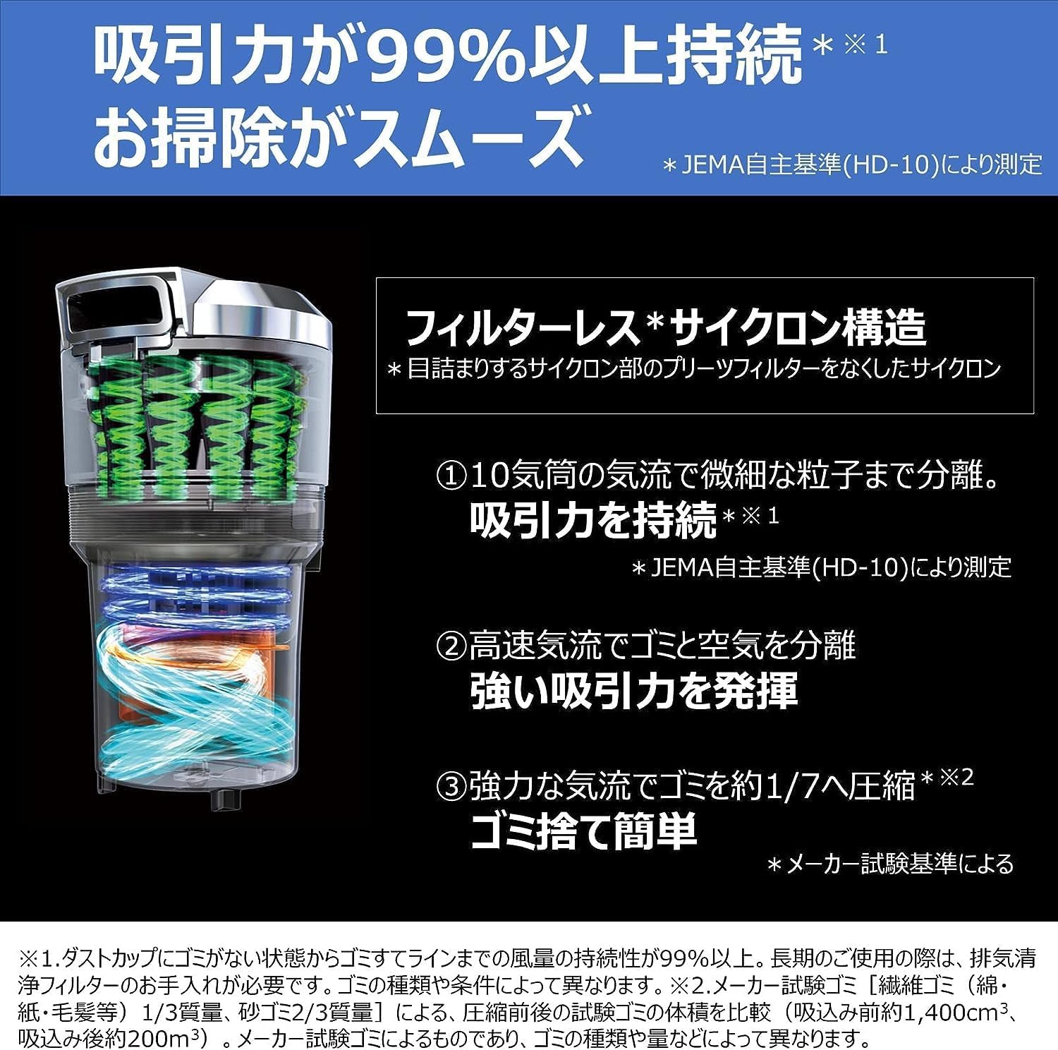 Detalle 1 de 東芝 トルネオ V VC-S610X(W) サイクロン式キャニスター掃除機|自走ヘッド・ゴミ圧縮