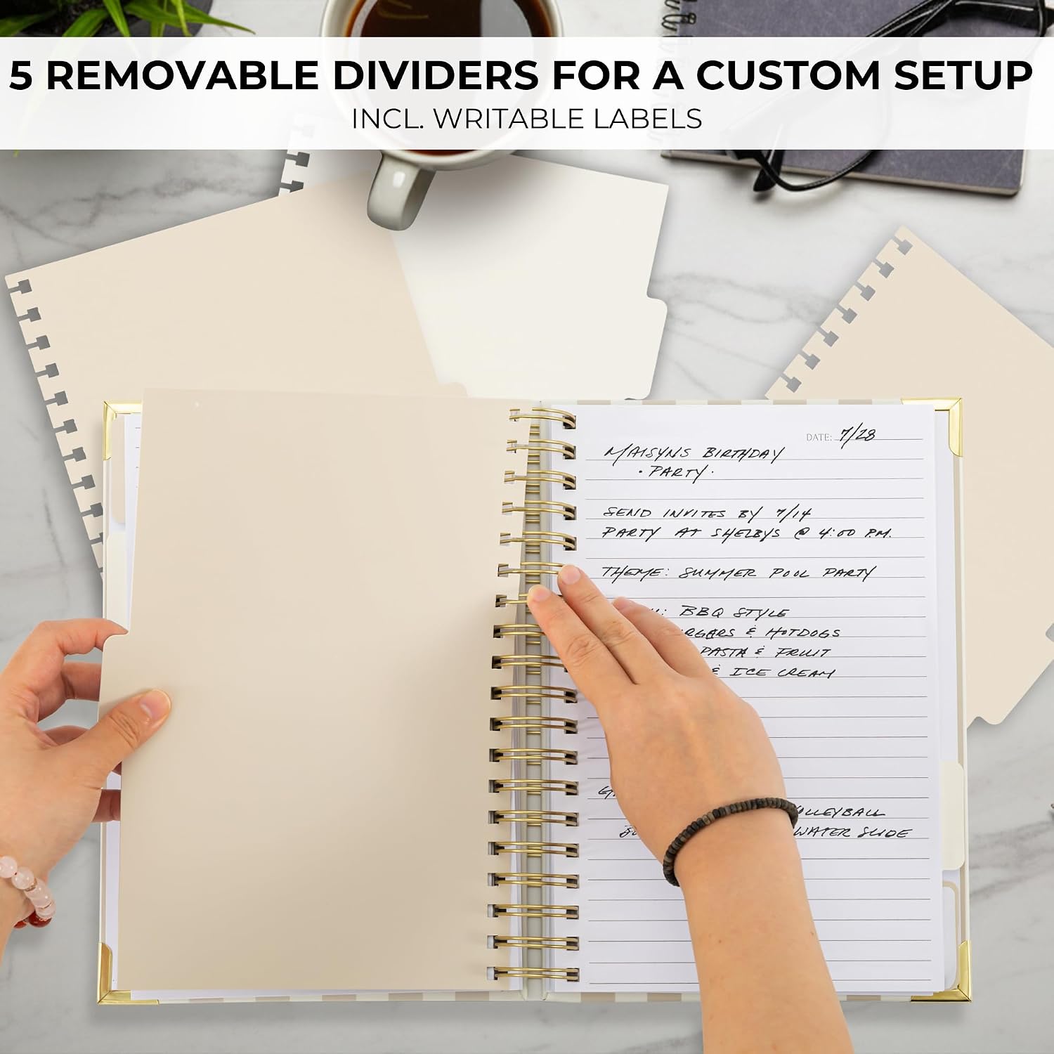 Detalle 2 de ZICOTO B5 Spiral Notebook with 300 Pages, Repositionable Dividers and Hardcover