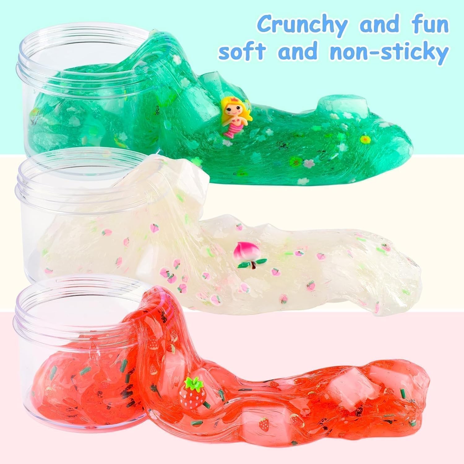 Thumbnail 6 de 9 Pack Jelly Cube Clear Fluffy Slime Making Kit – Crunchy Crystal Slime Charms for Kids