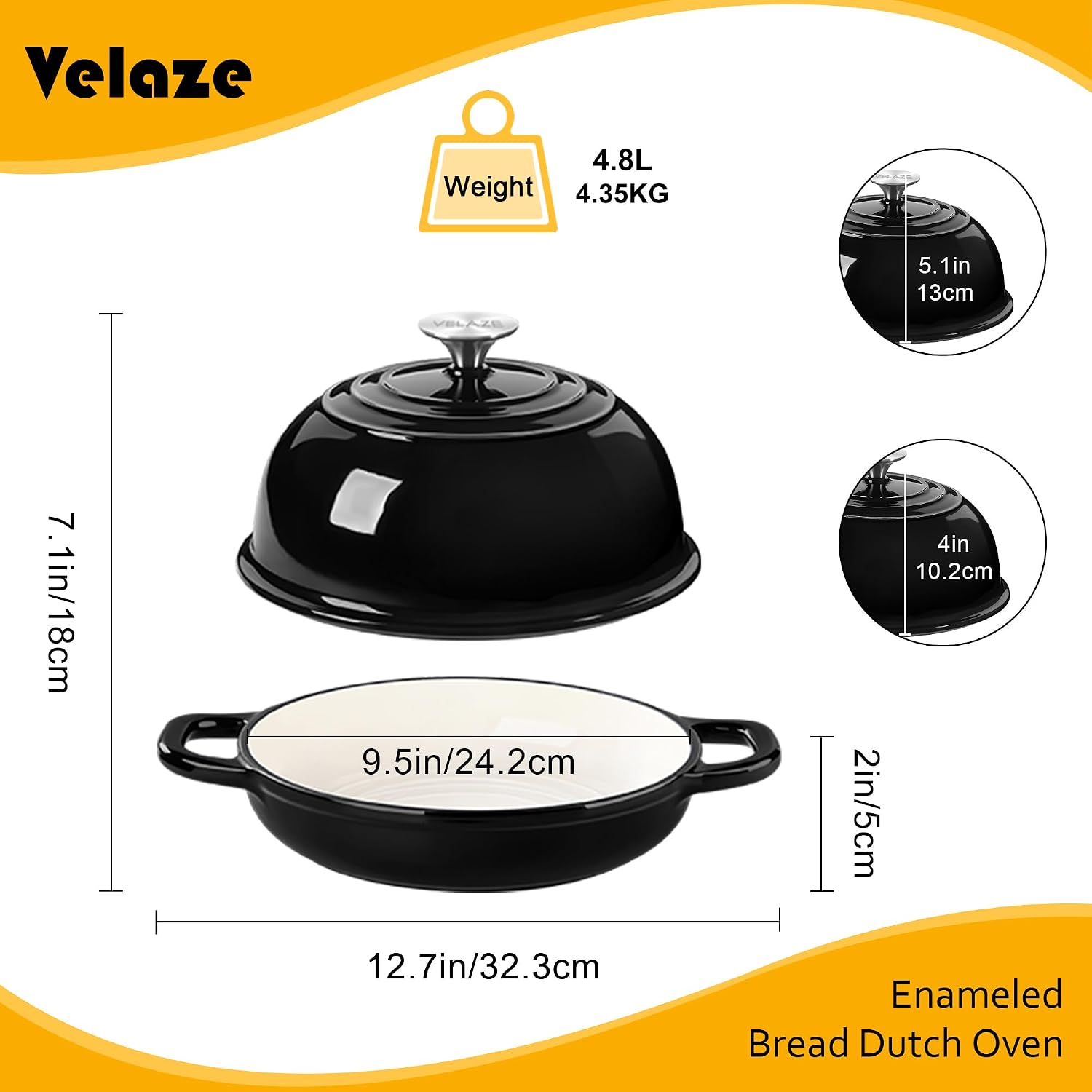 Detalle 1 de Velaze Pentola in Ghisa per Pane 4.8L Ø24cm