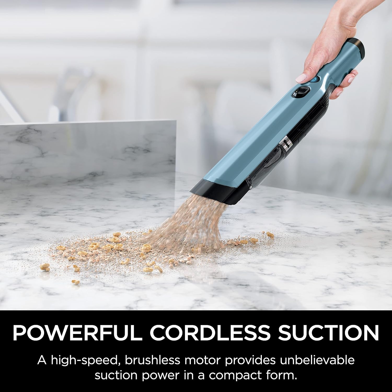 Detalle de Shark WV201BLBRN WandVac Cordless Hand Vac (1.4 lbs) with Charging Dock in Cove Blue