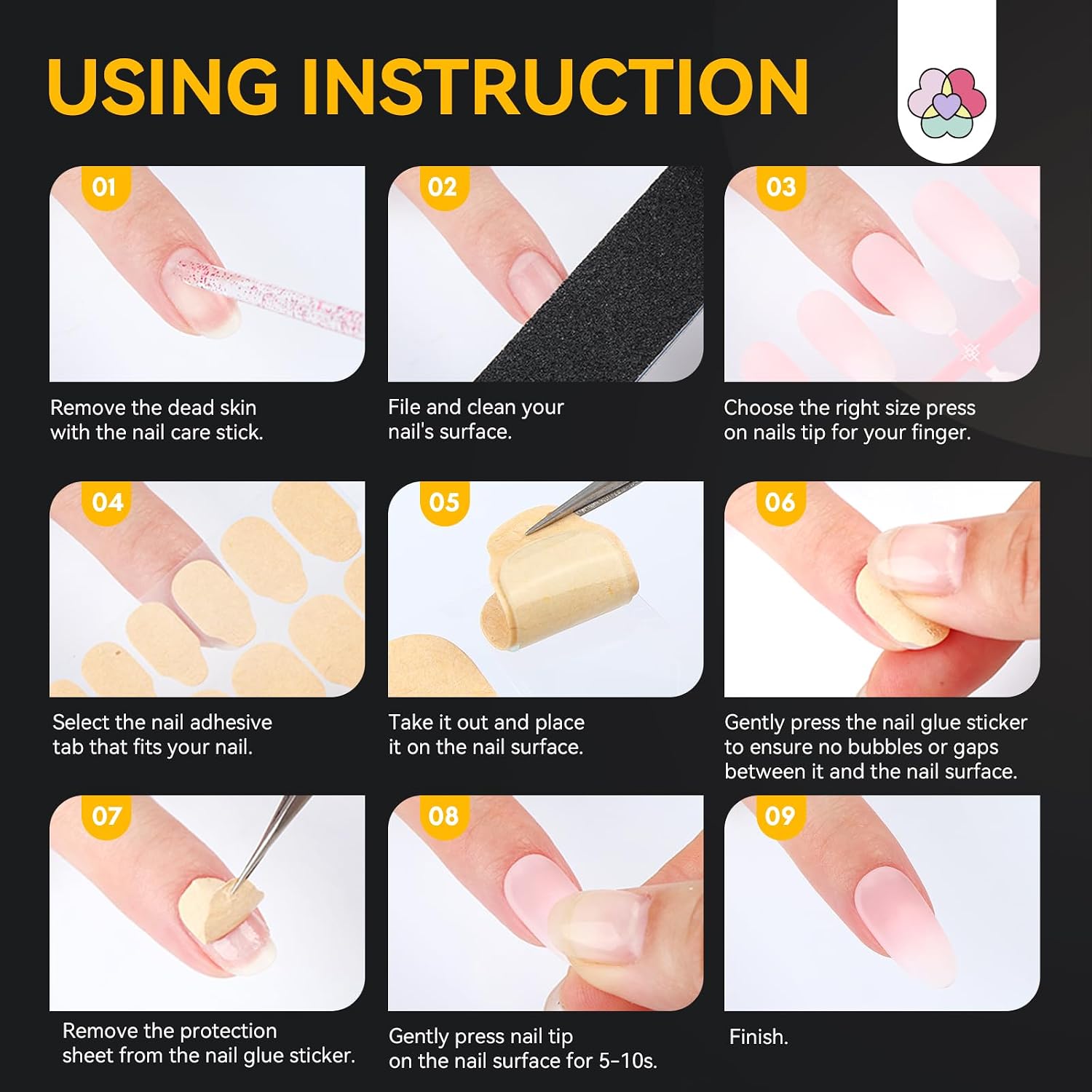 Thumbnail 6 de Saviland Faux Ongles Autocollants – 600 pièces, 15 tailles, 0,3 mm ultra-fin