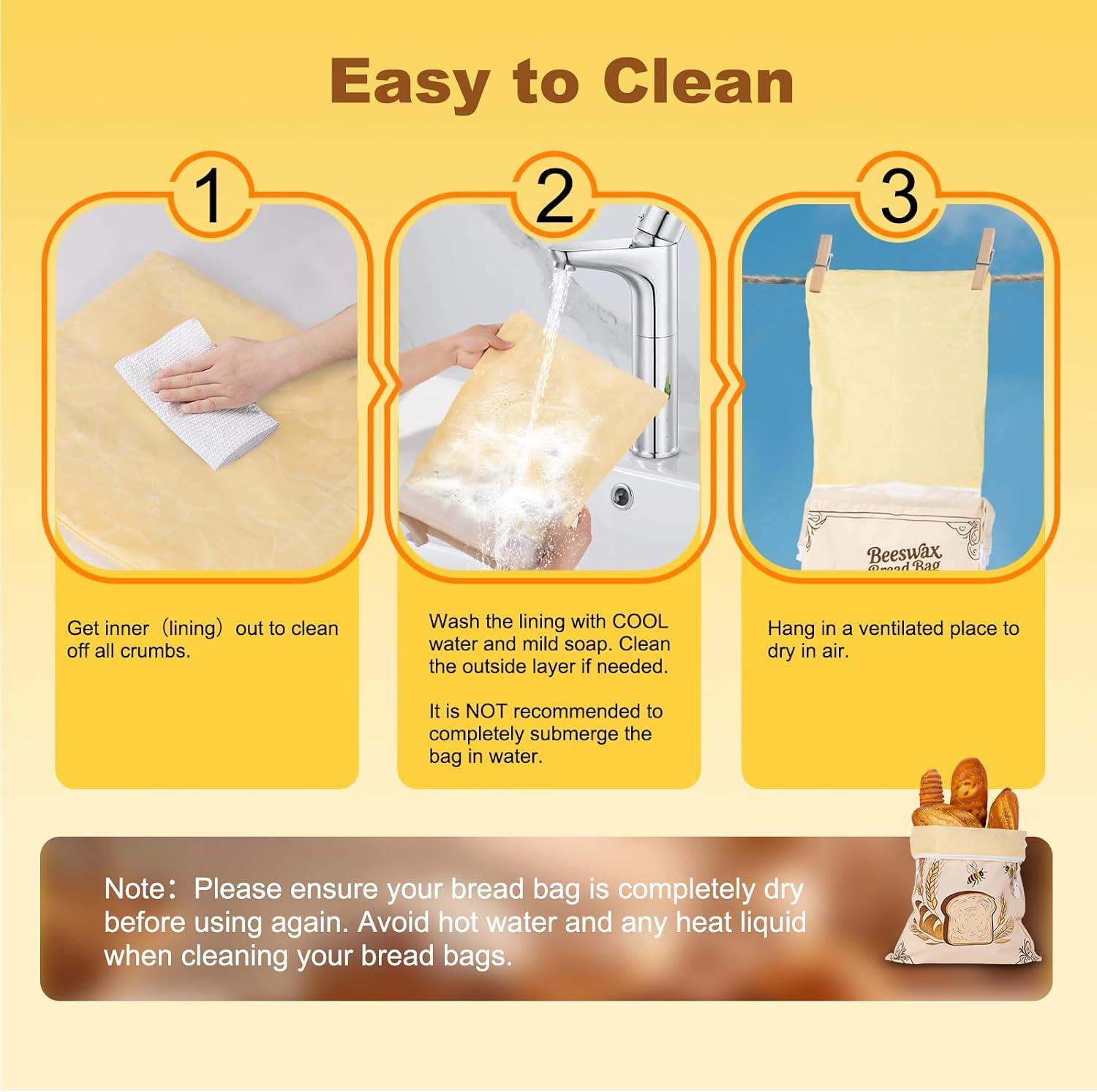 Thumbnail 5 de Nedsewor 2 Pack Beeswax Bread Bags 17x13in