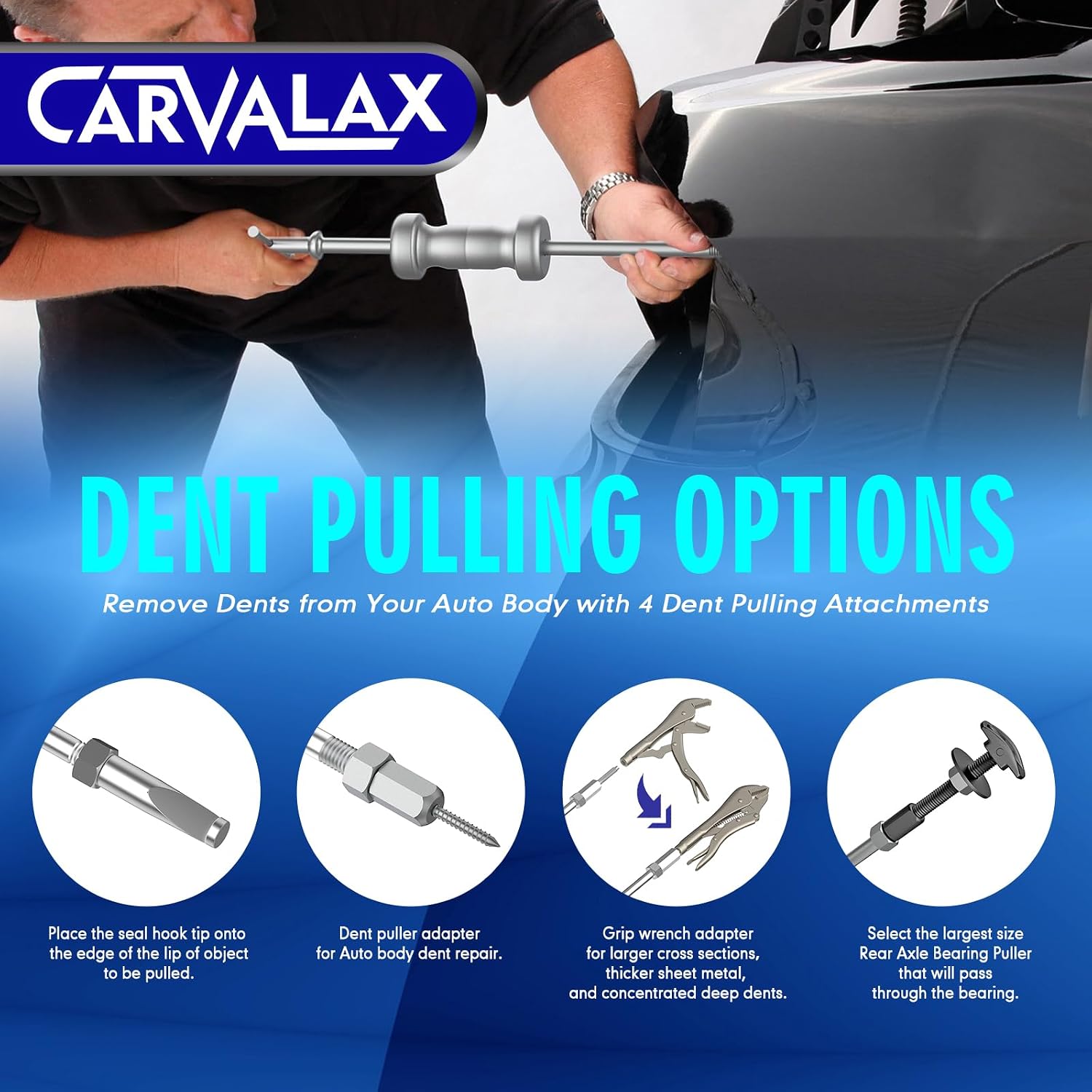 Detalle de CARVALAX 12-Way Slide Hammer Puller Set — 23-Piece Heavy-Duty Auto Repair Kit