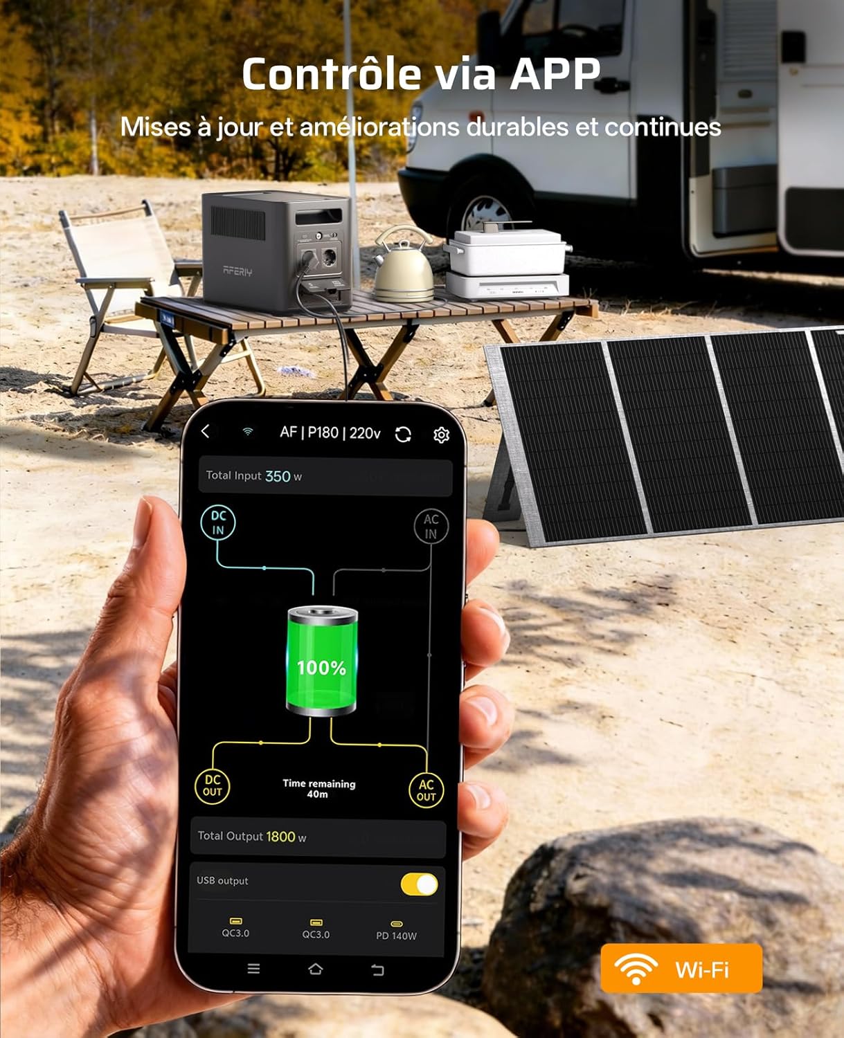 Thumbnail 5 de AFERIY Station Électrique Portable 1800W 1024Wh – Générateur Solaire avec UPS et BMS
