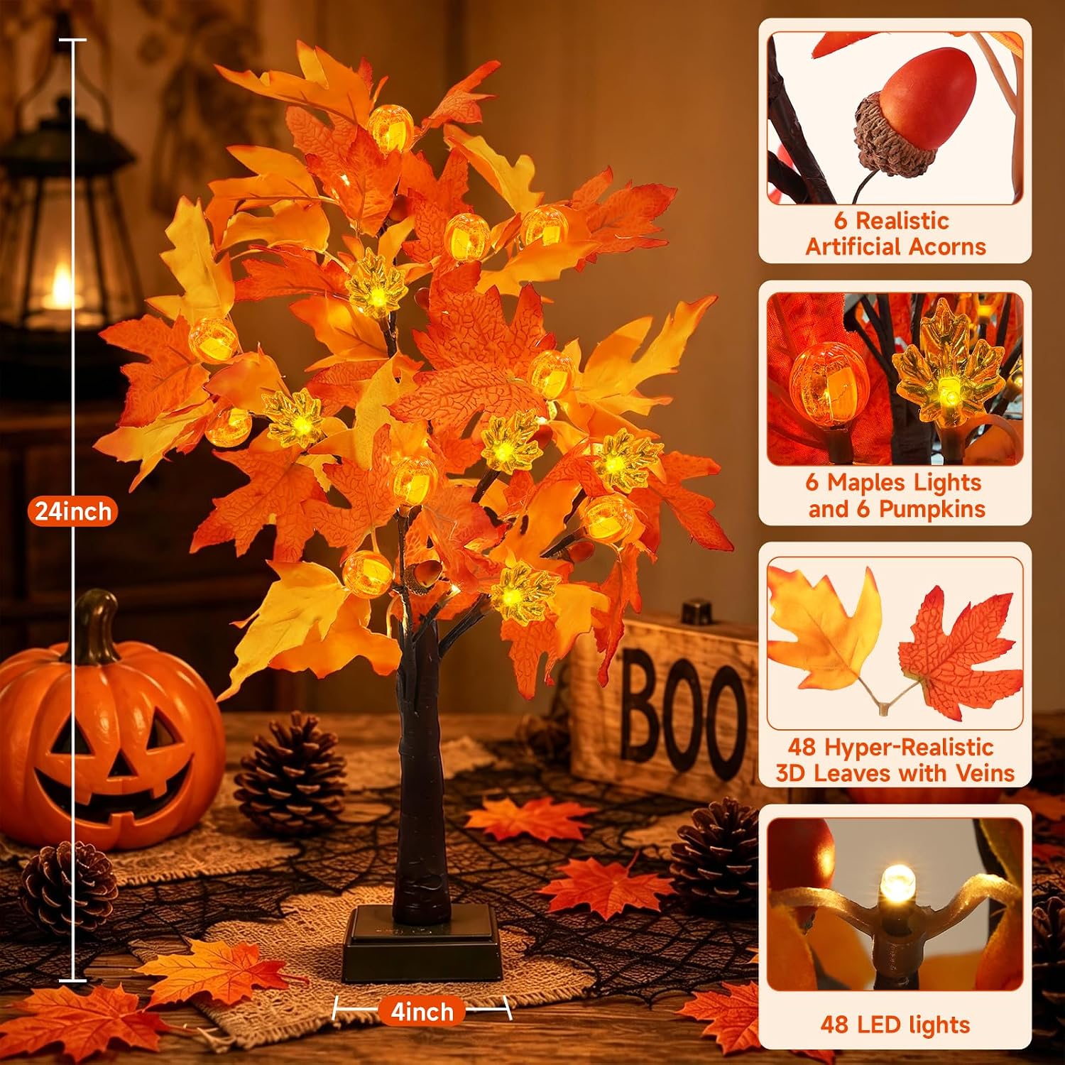 Detalle de Lighted Fall Tree, 18-Inch