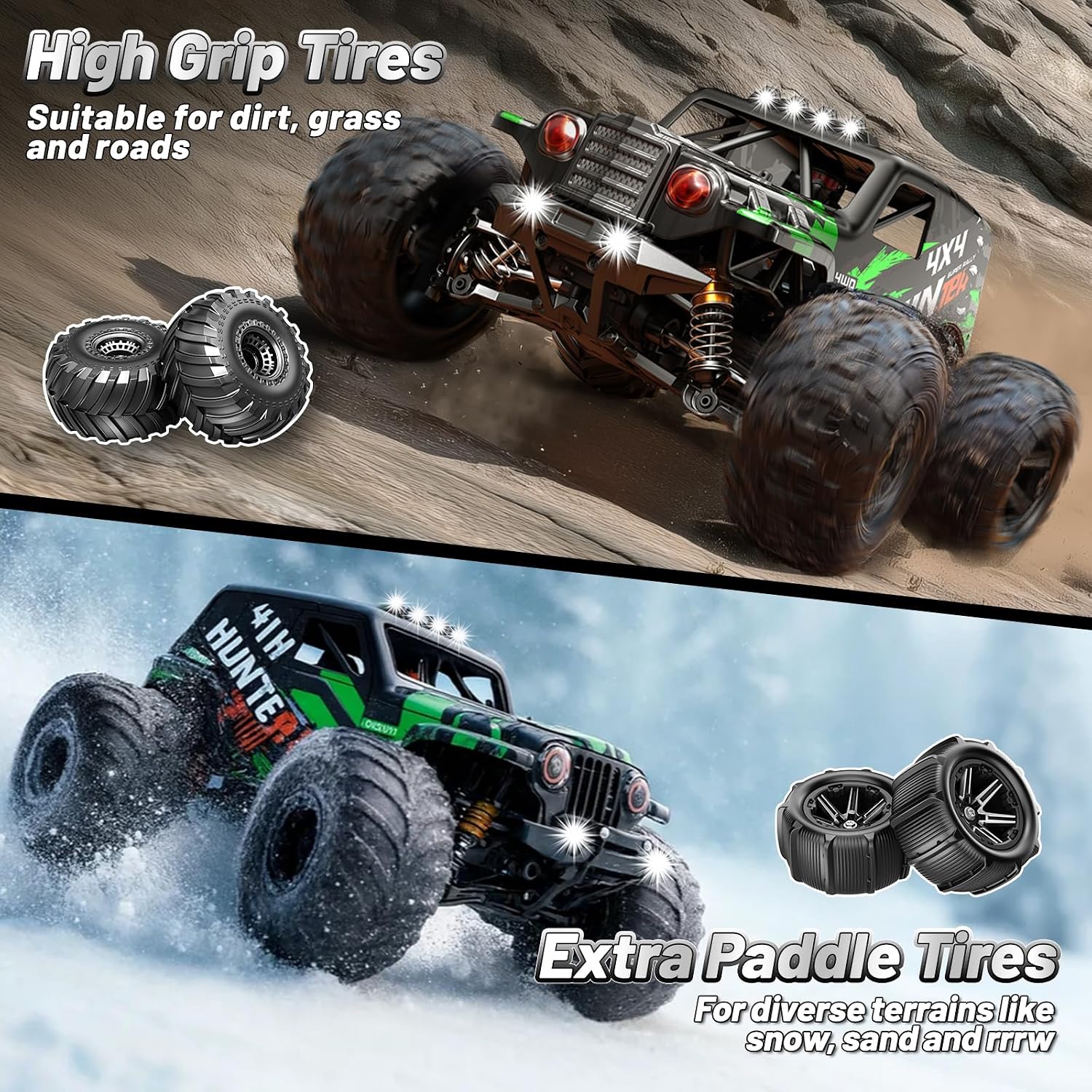 Thumbnail 4 de Womaqu Macchina RC telecomandata 1:14 4WD 40+ km/h con 2 batterie 7.4V 1300mAh e 2 set di pneumatici
