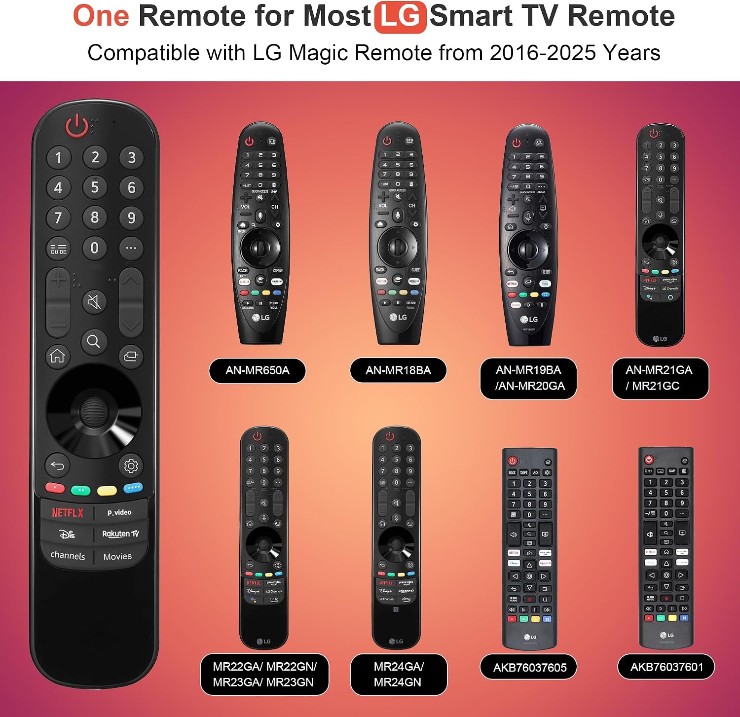 Detalle de Ersatz LG Magic Remote MR24GA / MR23GA – Universelle Fernbedienung kompatibel mit LG OLED/QNED/NanoCell 4K Modellen