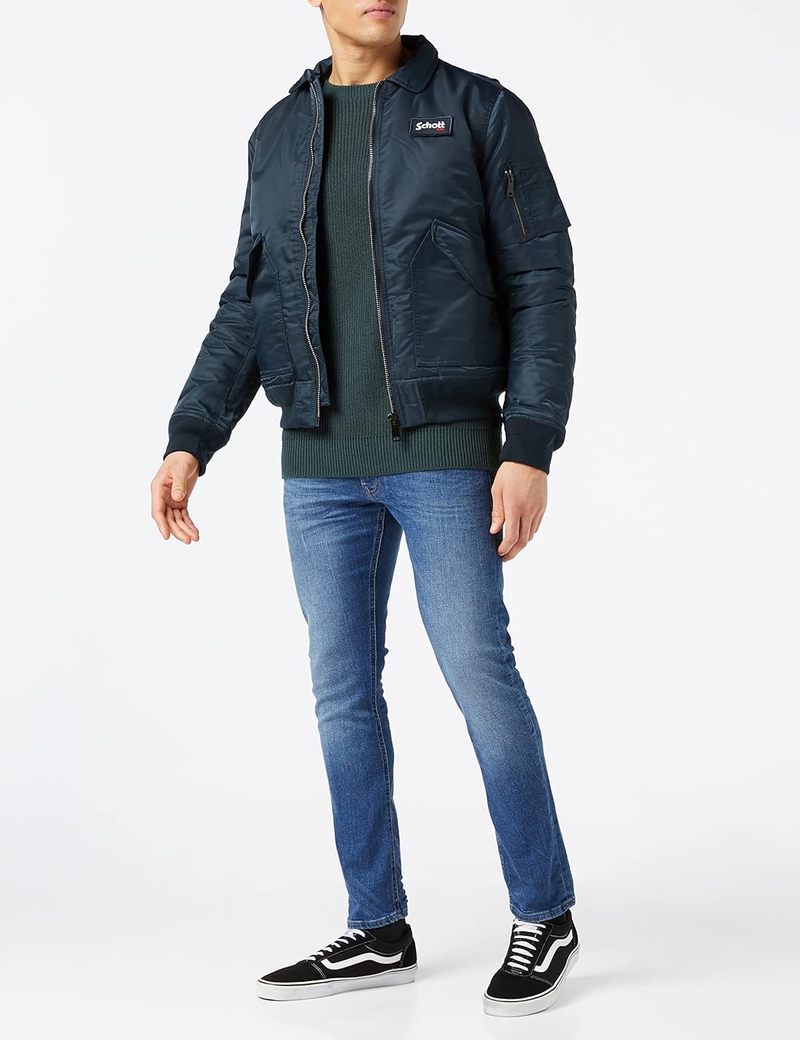 Thumbnail 1 de Veste homme Schott NYC 210100 – fermeture éclair, manches longues