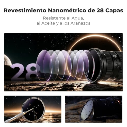 Detalle de K&F CONCEPT 67mm Filtro ND1000000 para Eclipse Solar – Certificado ISO 12312-2