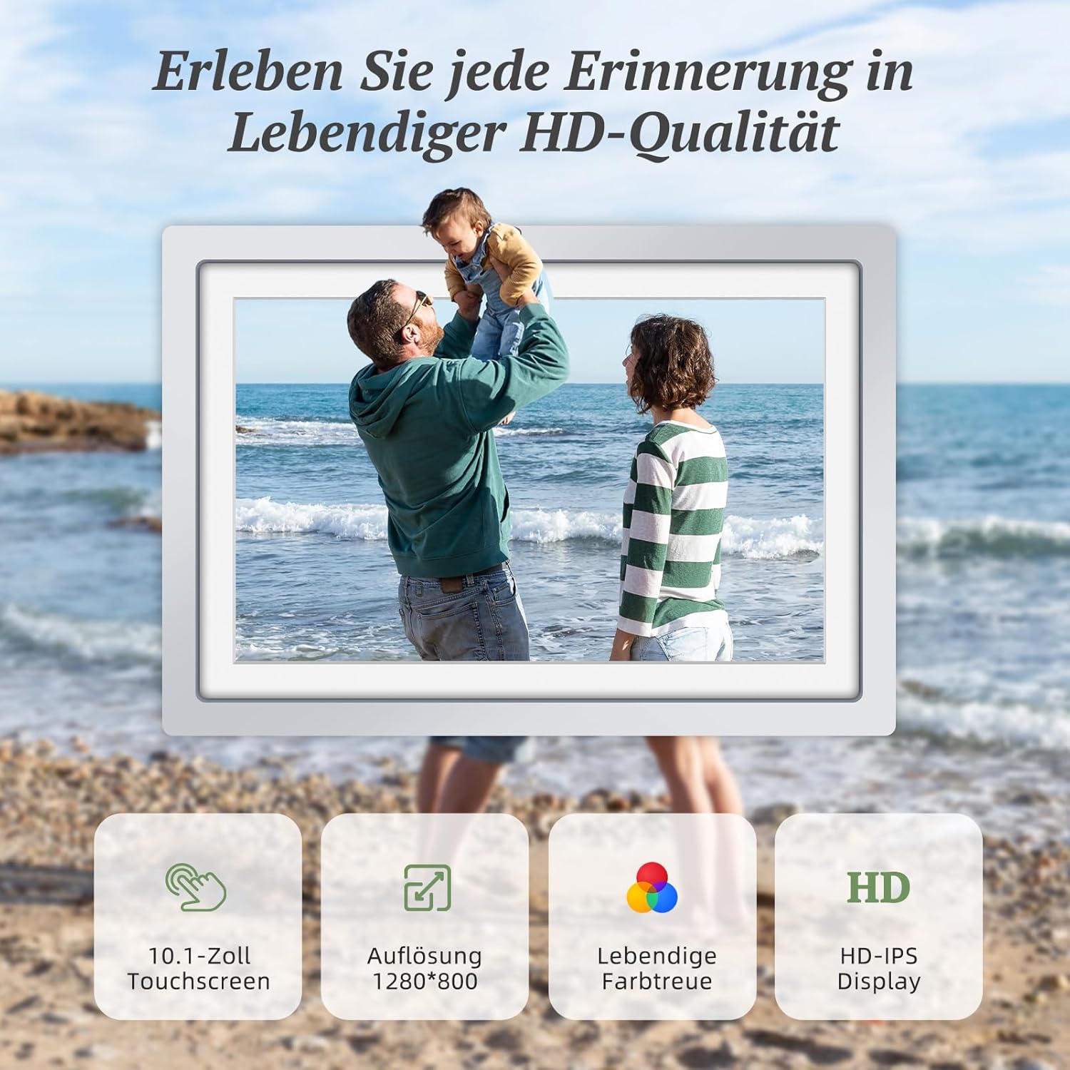 Thumbnail 5 de Apveelveer Digitaler Bilderrahmen 10,1 Zoll WLAN