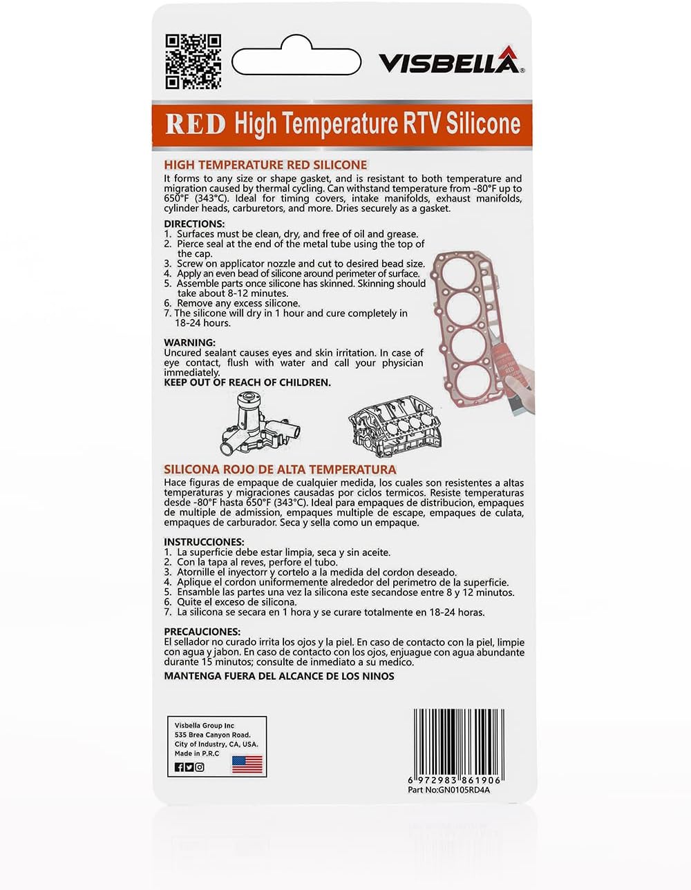 Detalle 2 de Visbella Neutral RTV Junta Eléctrica Resistente 315 °C
