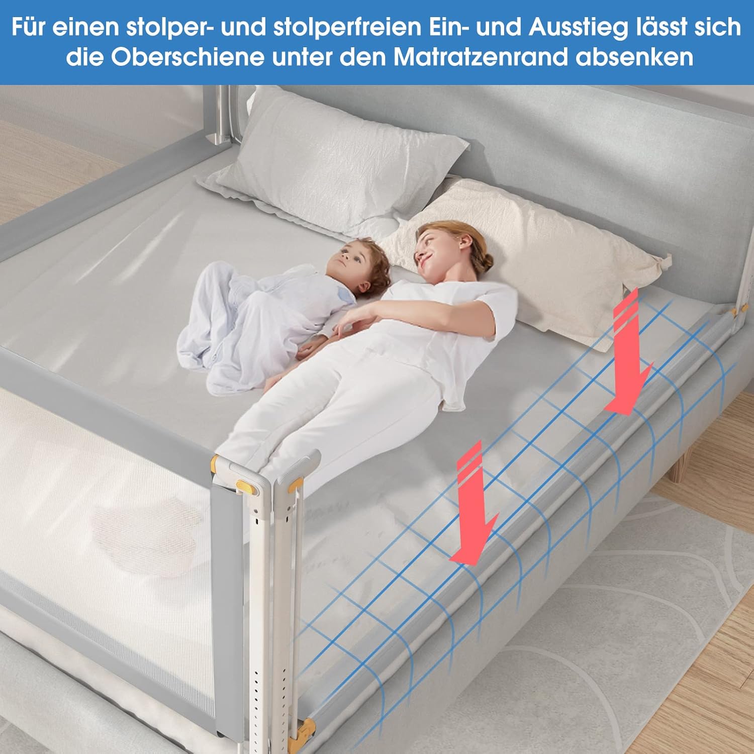 Thumbnail 1 de YIKANWEN Bettgitter 200 cm – ausziehbares Bettschutzgitter für Kinderbetten und Massivholzbett
