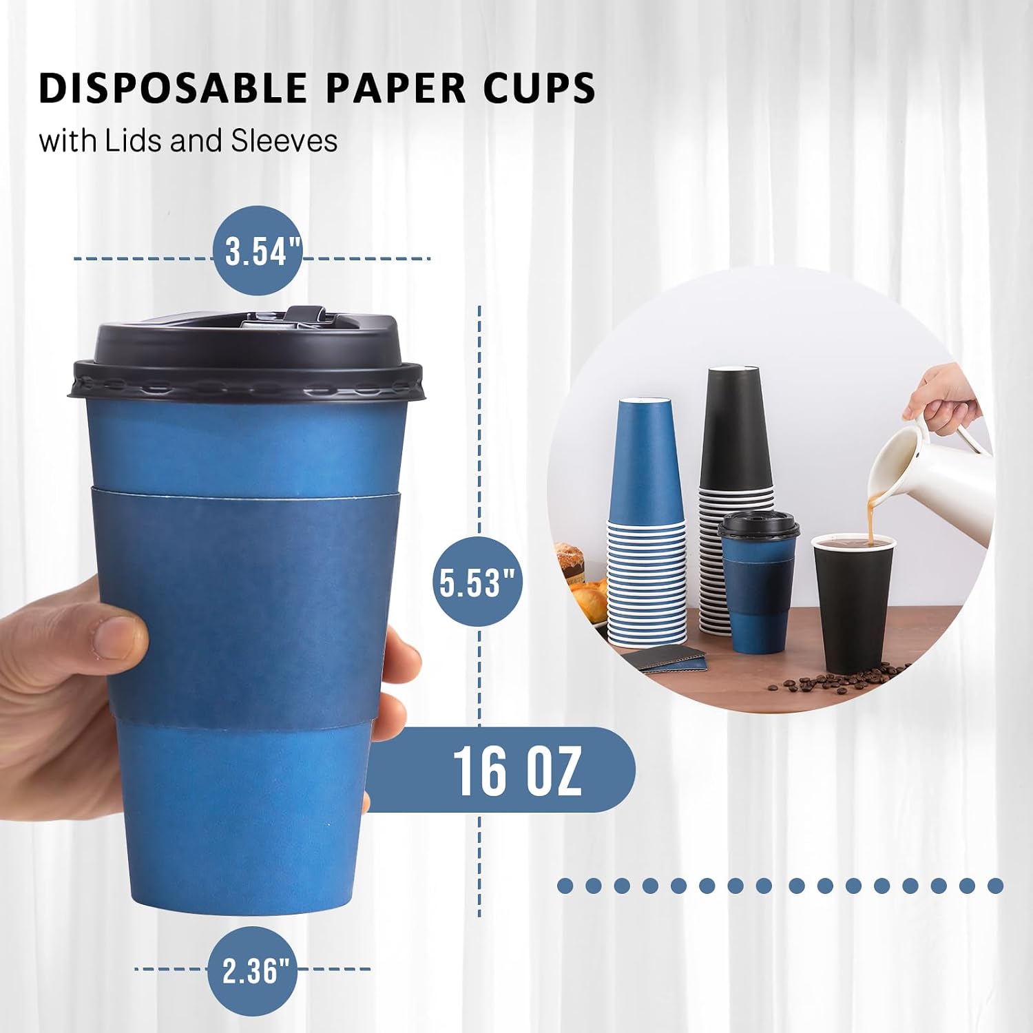 Detalle 2 de SIUQ 100-Pack 16 oz Disposable Coffee Cups ⚡