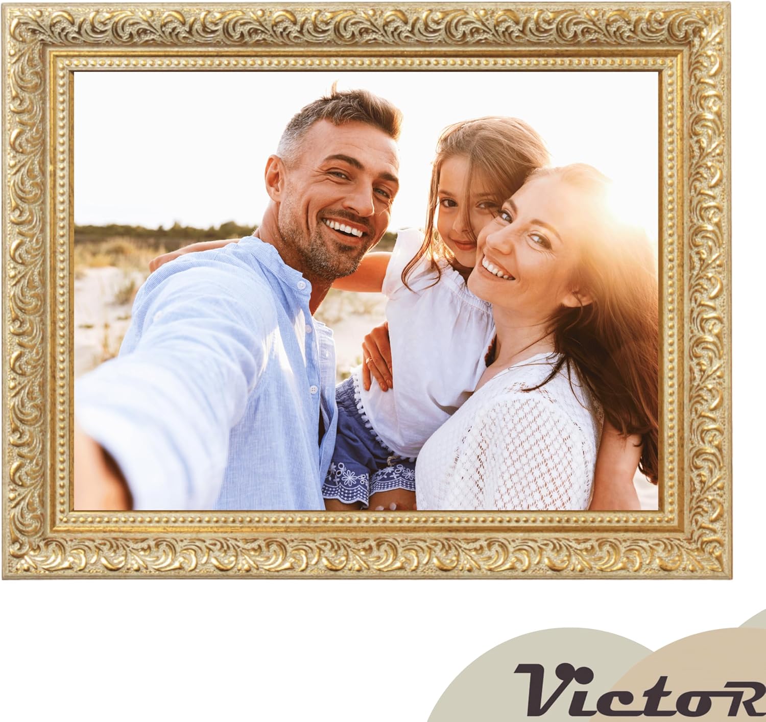 Thumbnail 3 de Cadre photo Victor Rubens vert or baroque antique 18x24 cm, moulure 30 x 20 mm avec verre véritable