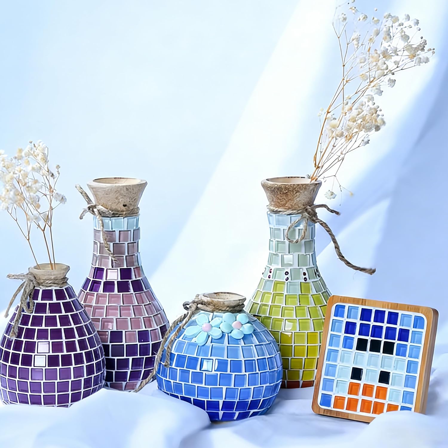 Thumbnail 4 de Zourglow 1kg Square Crystal Mosaic Tiles – Mixed Colour Mosaic Kit for DIY Crafts