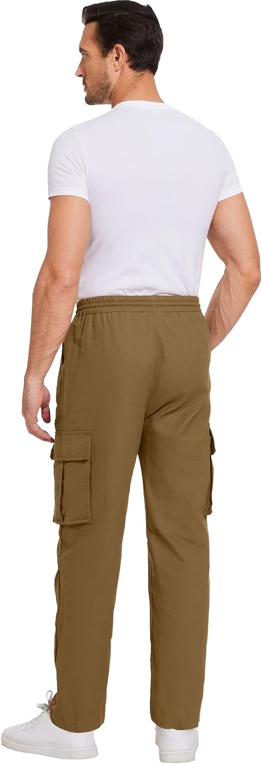 Detalle 2 de YAOBAOLE Pantalon cargo homme en coton — taille élastique
