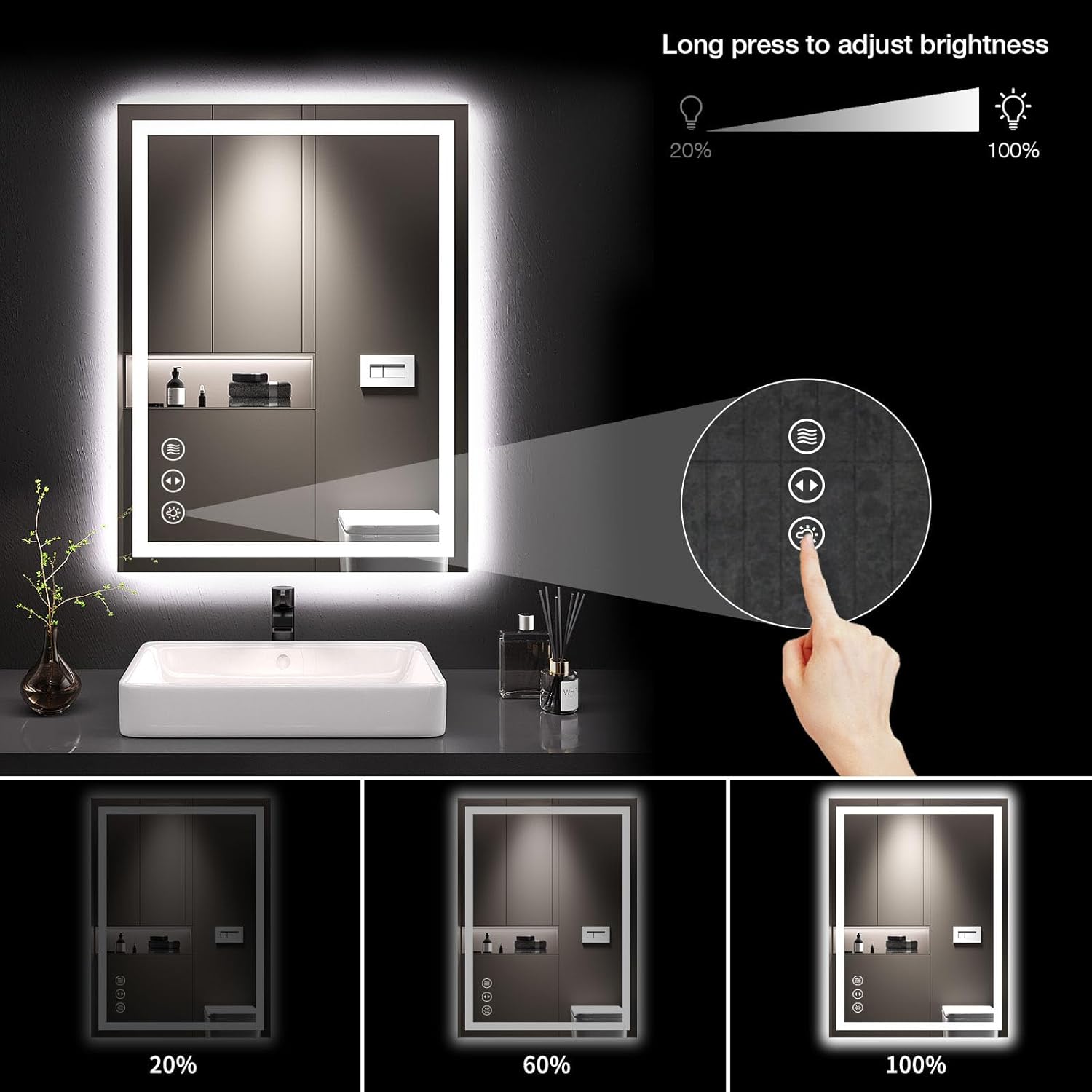 Thumbnail 3 de LOAAO 24x32 LED Bathroom Mirror